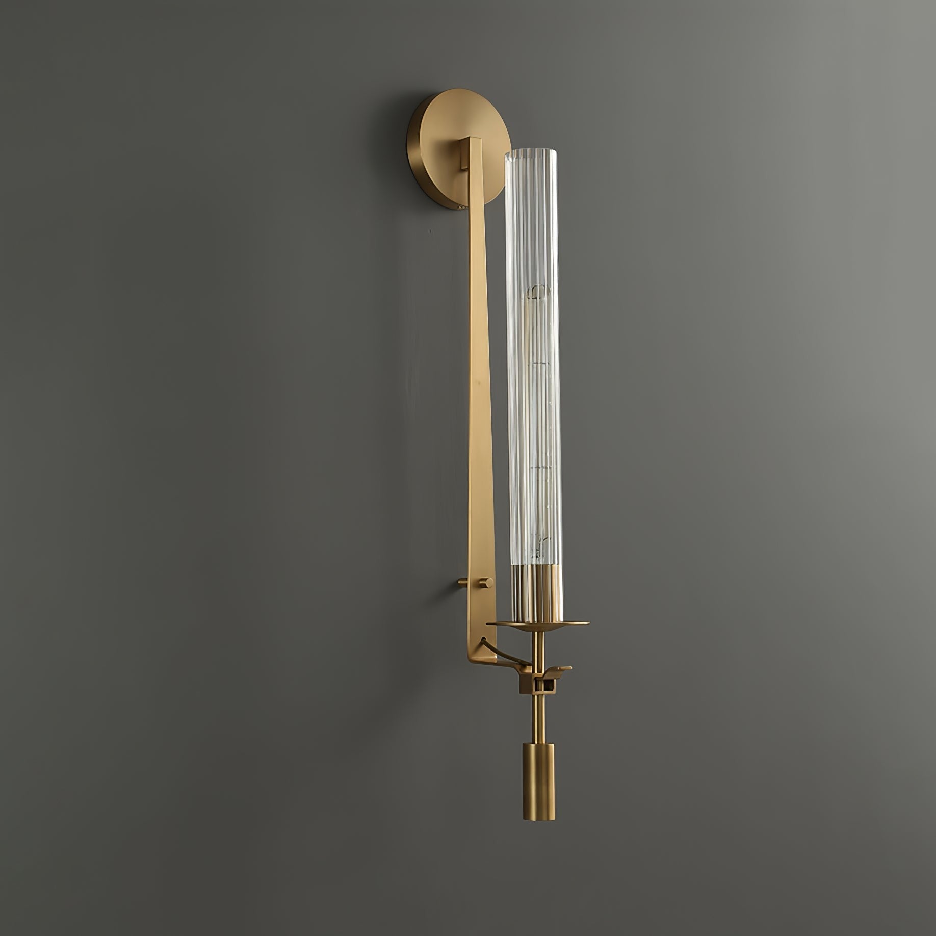 French Ribbed Glass Wall Light