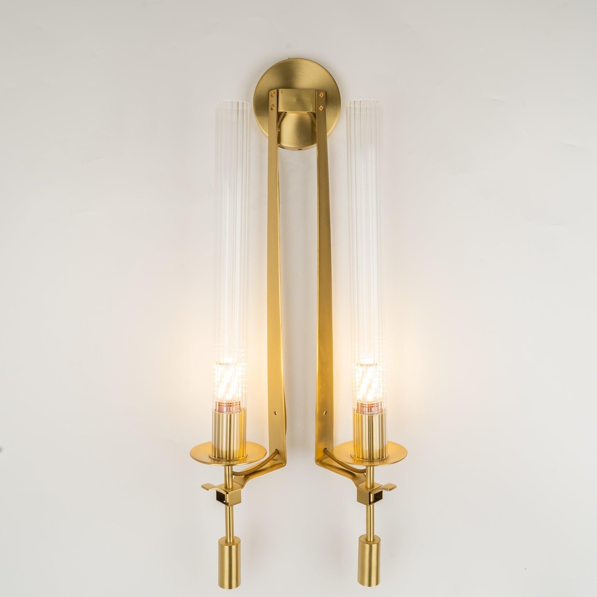 French Ribbed Glass Wall Light