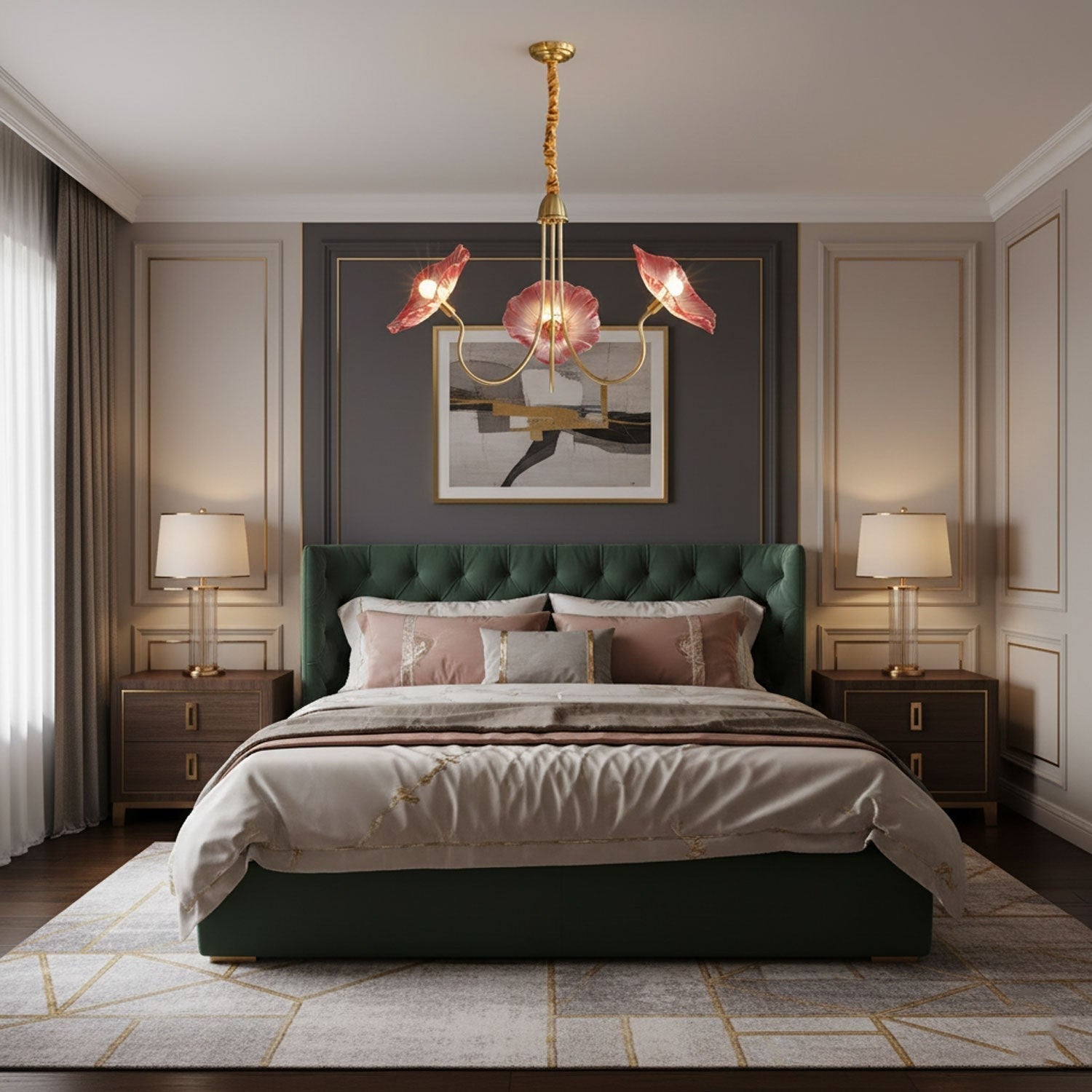 Frosted Lotus Leaf Glass Chandelier