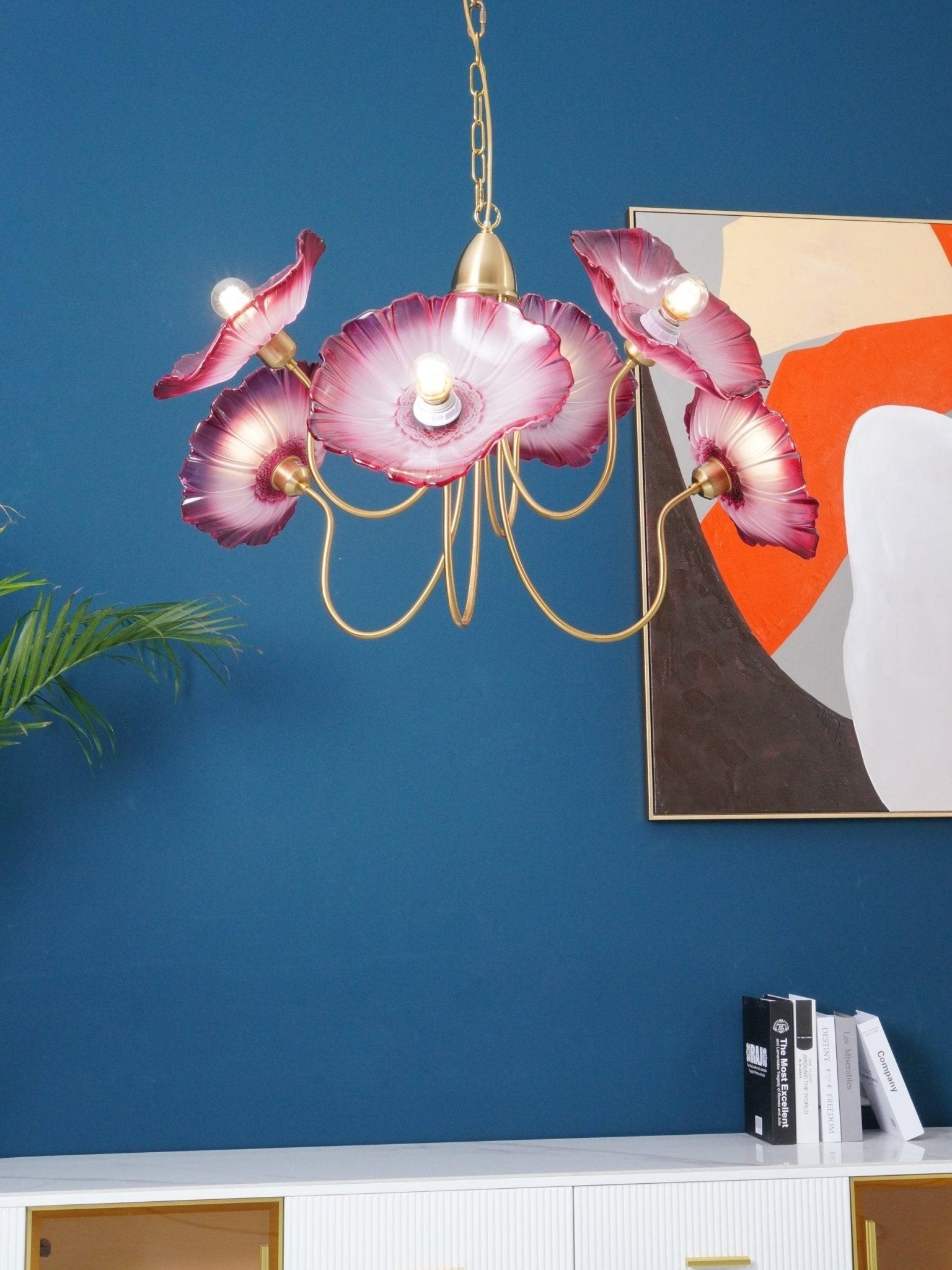 Frosted Lotus Leaf Glass Chandelier