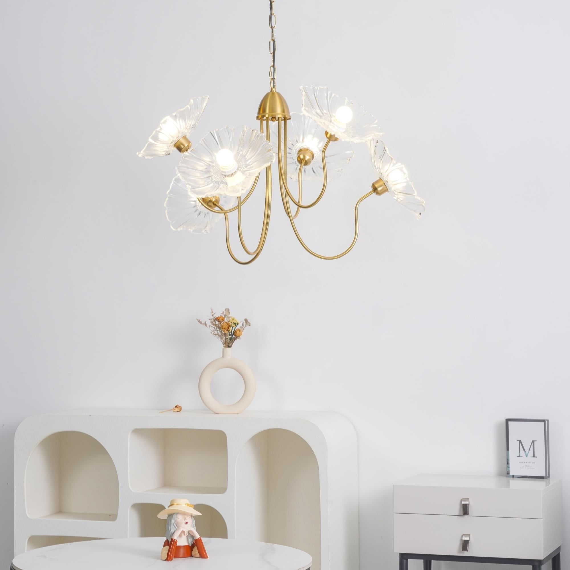 Frosted Lotus Leaf Glass Chandelier