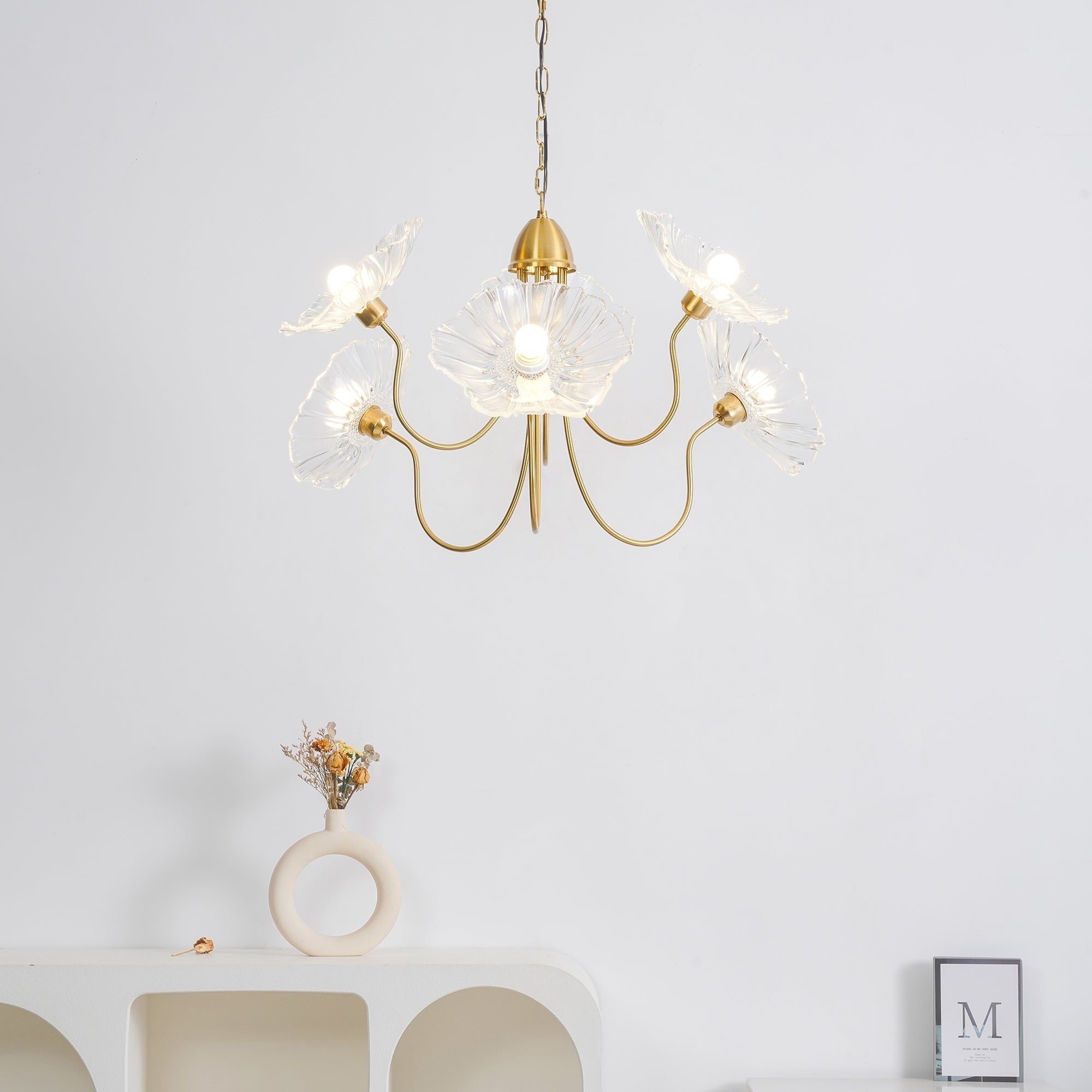 Frosted Lotus Leaf Glass Chandelier