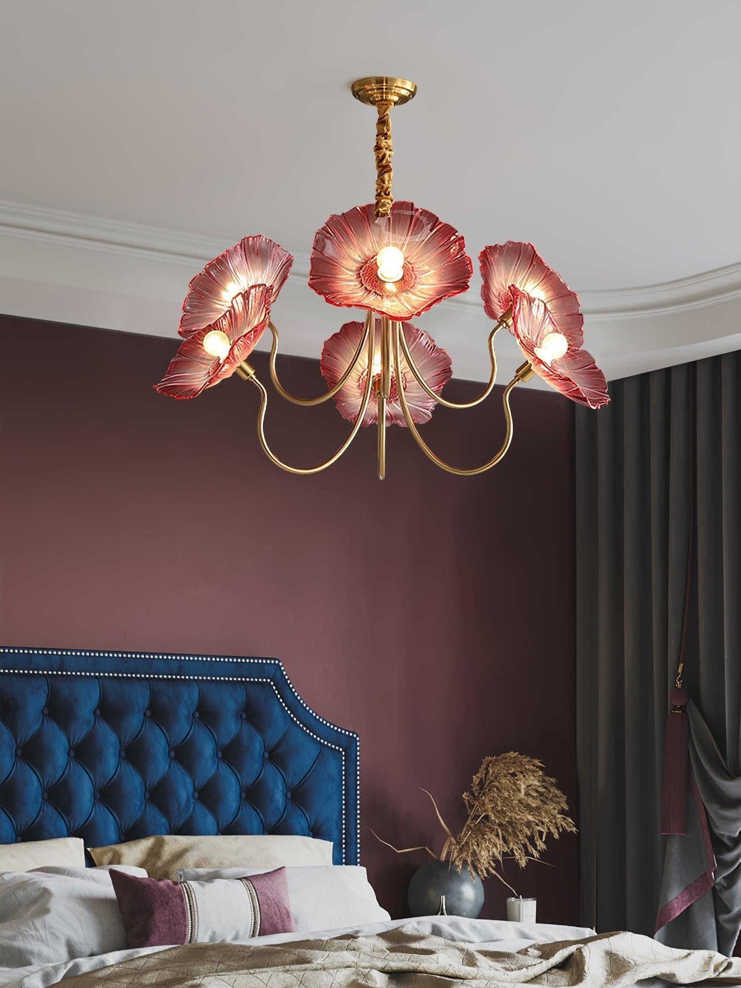Frosted Lotus Leaf Glass Chandelier