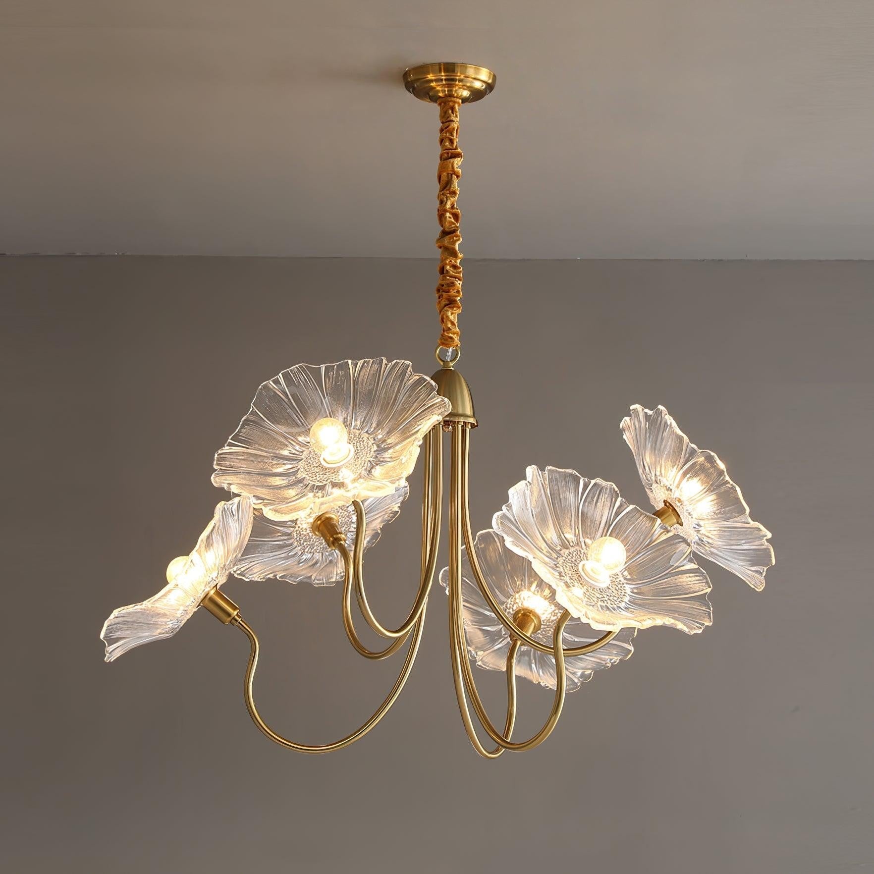 Frosted Lotus Leaf Glass Chandelier