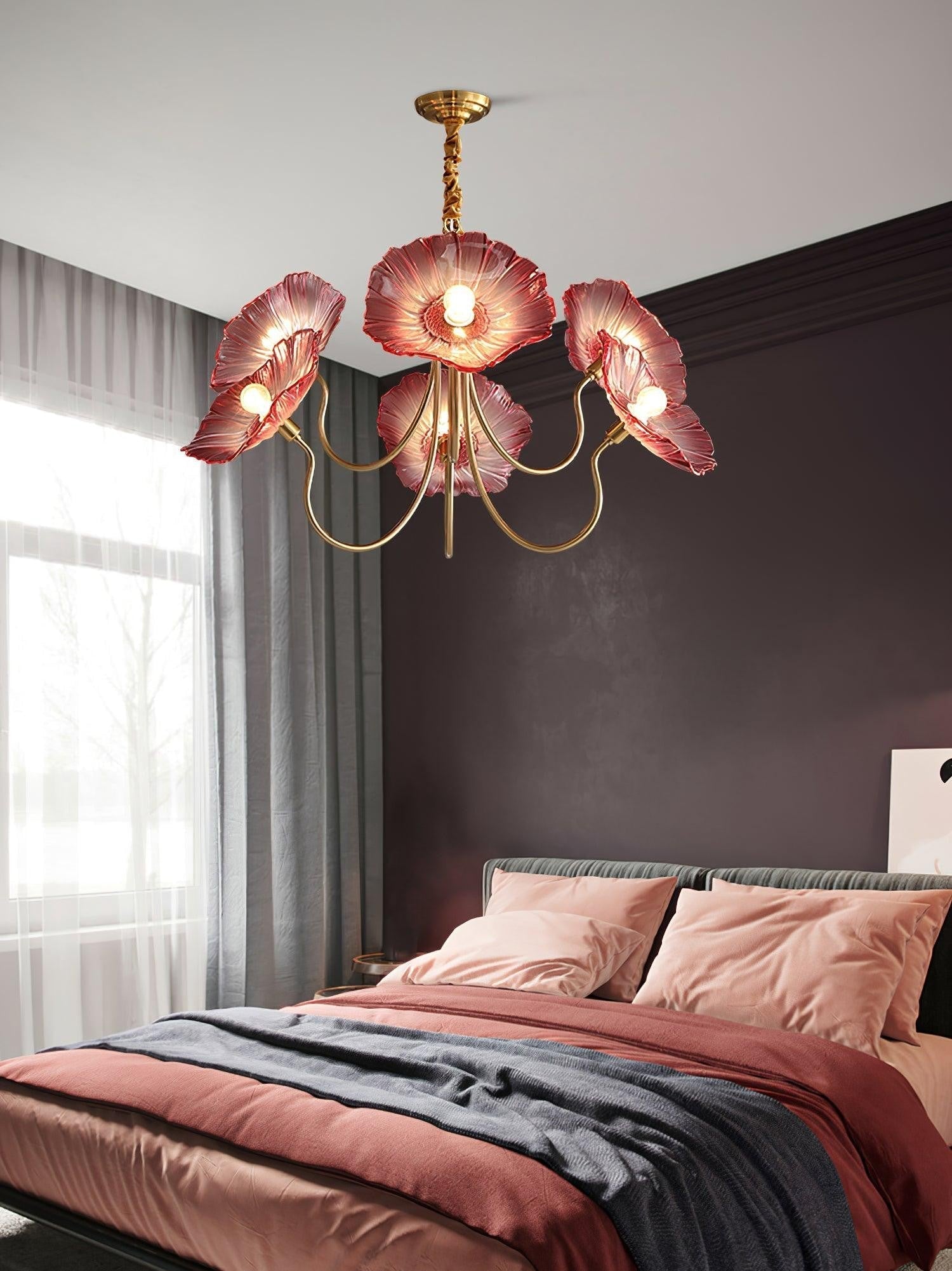 Frosted Lotus Leaf Glass Chandelier