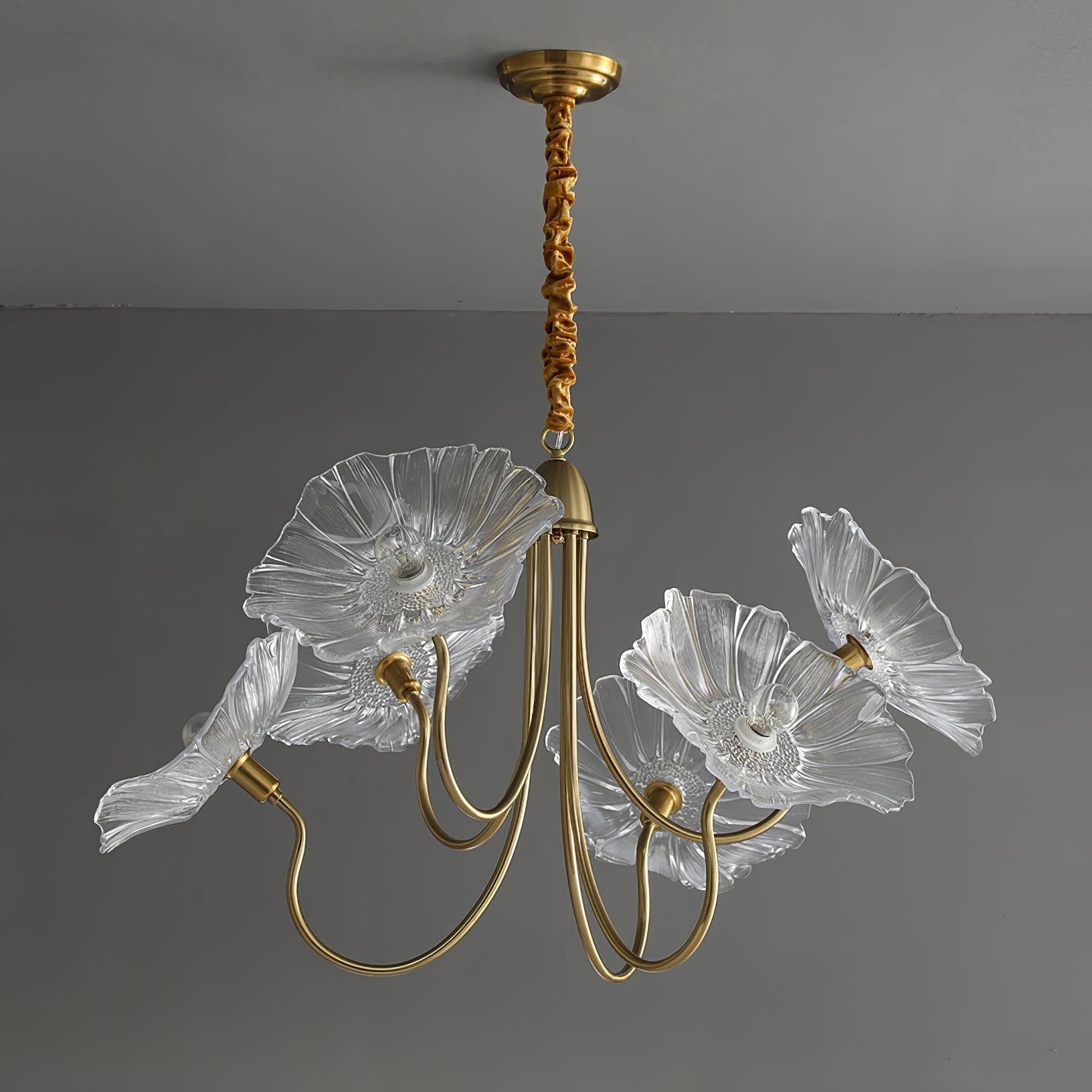 Frosted Lotus Leaf Glass Chandelier