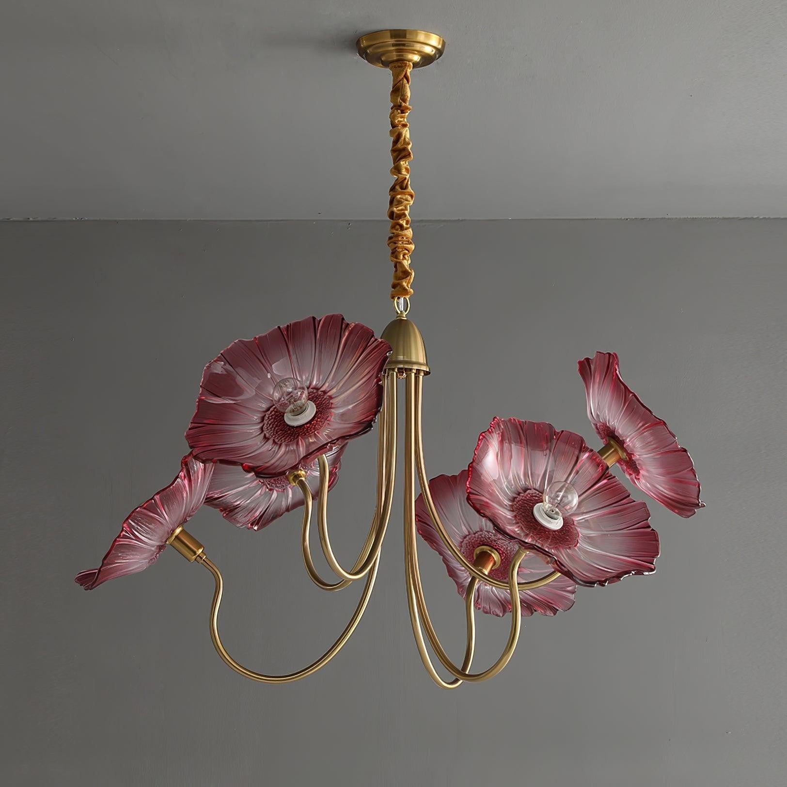 Frosted Lotus Leaf Glass Chandelier