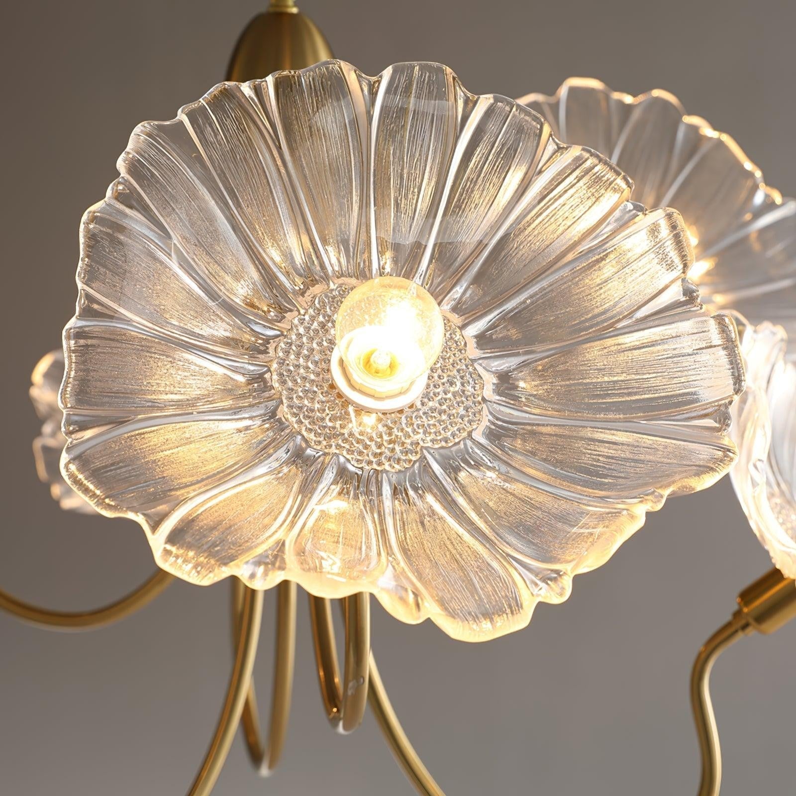 Frosted Lotus Leaf Glass Chandelier