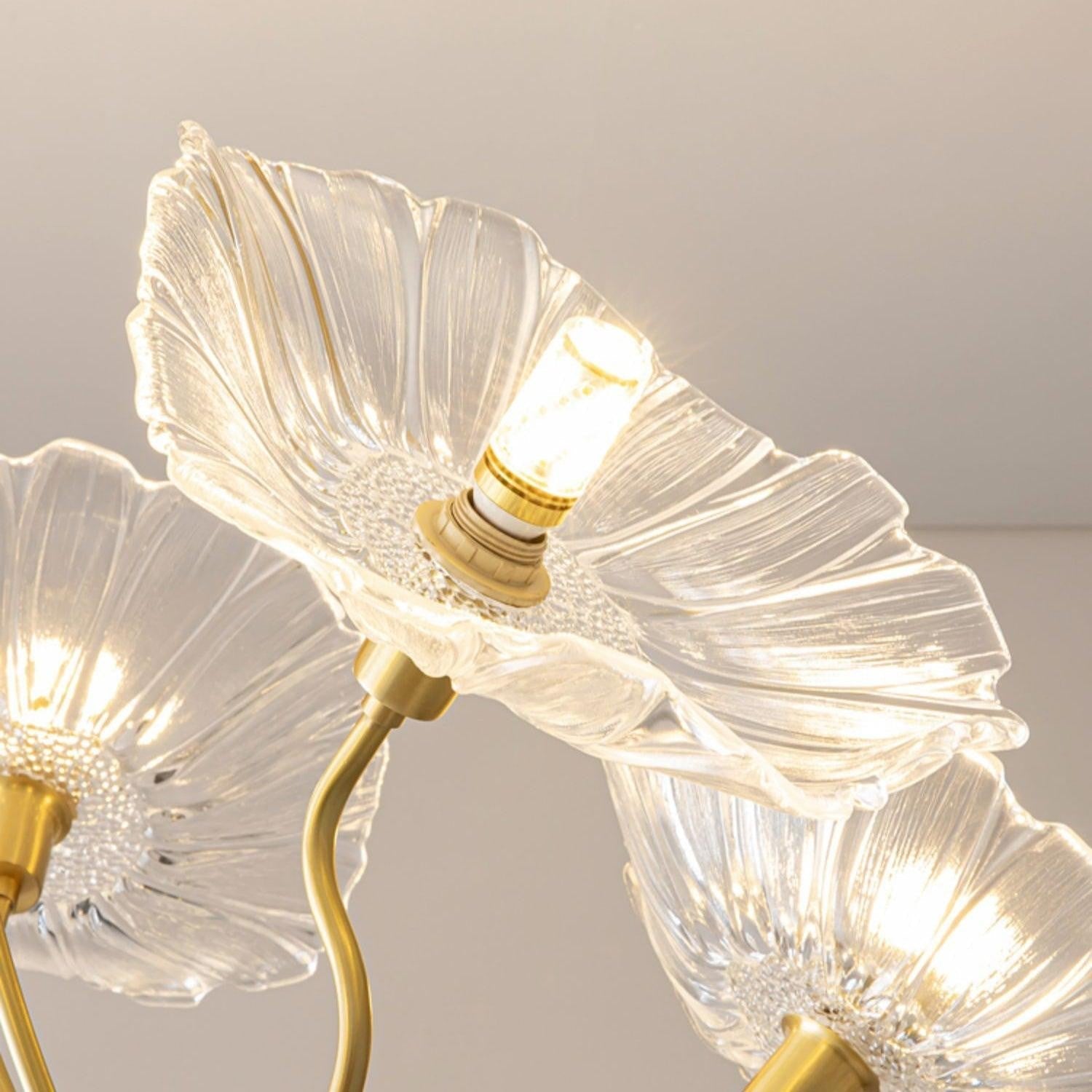 Frosted Lotus Leaf Glass Chandelier