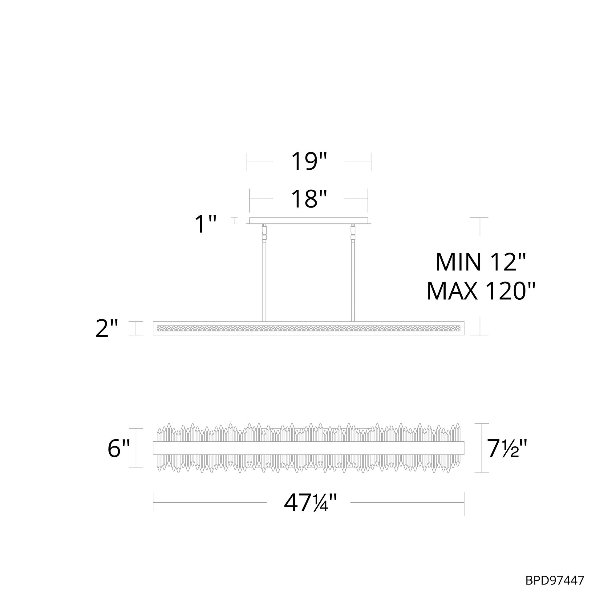 Frozen 2"H X 1-Light Crystal Linear Pendant