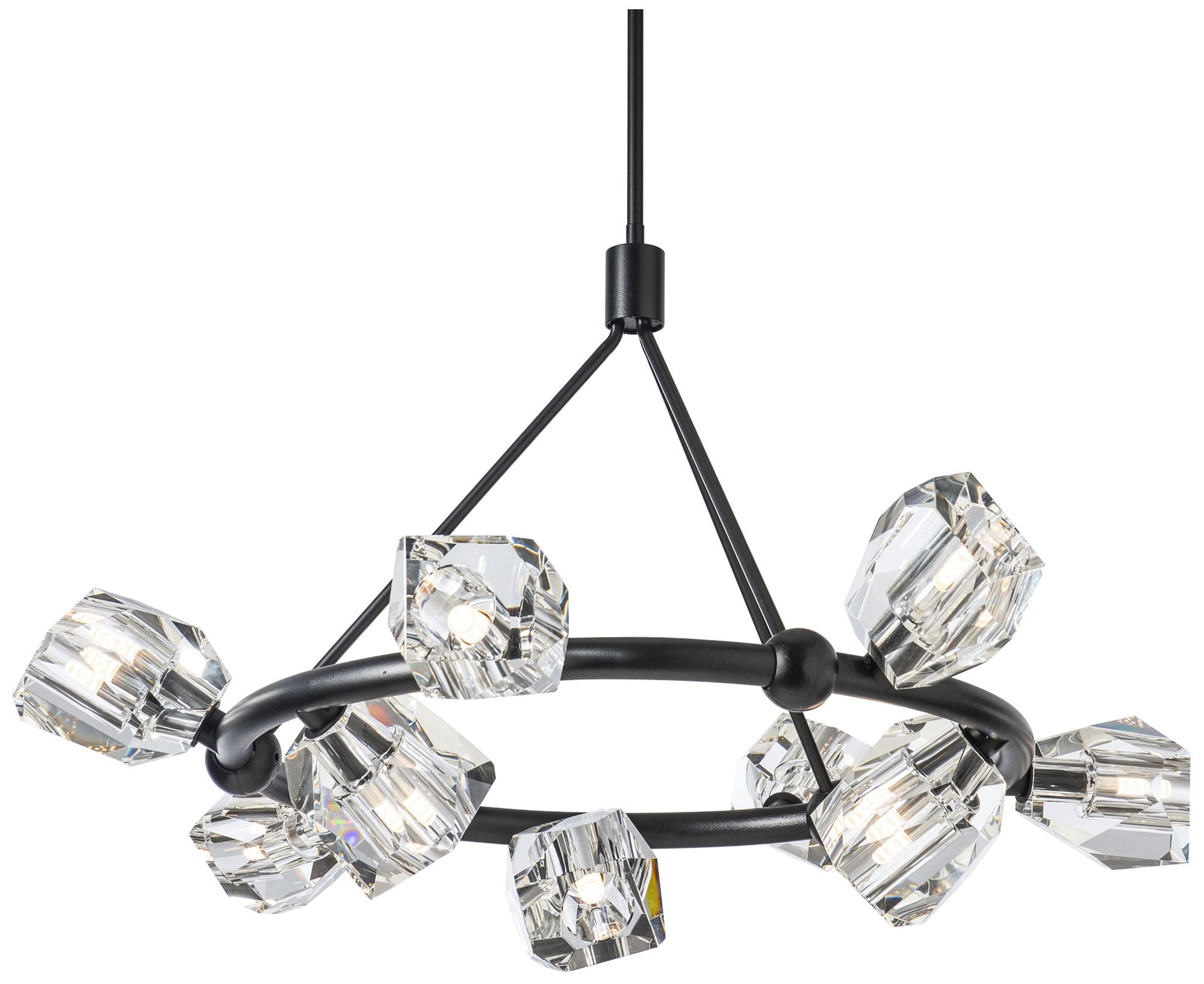 Gatsby 9-Light Black Crystal Ring Pendant