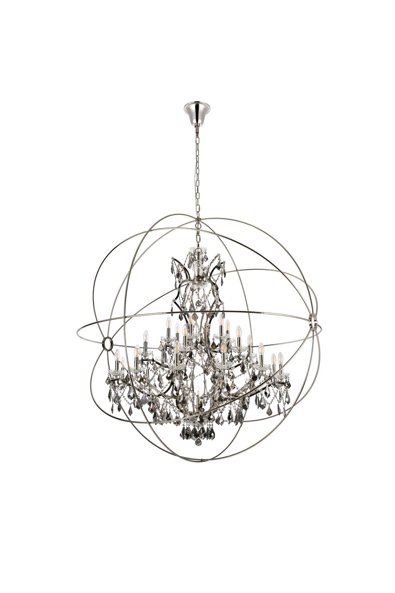 Geneva 25-Light Polished Nickel Chandelier Silver Shade