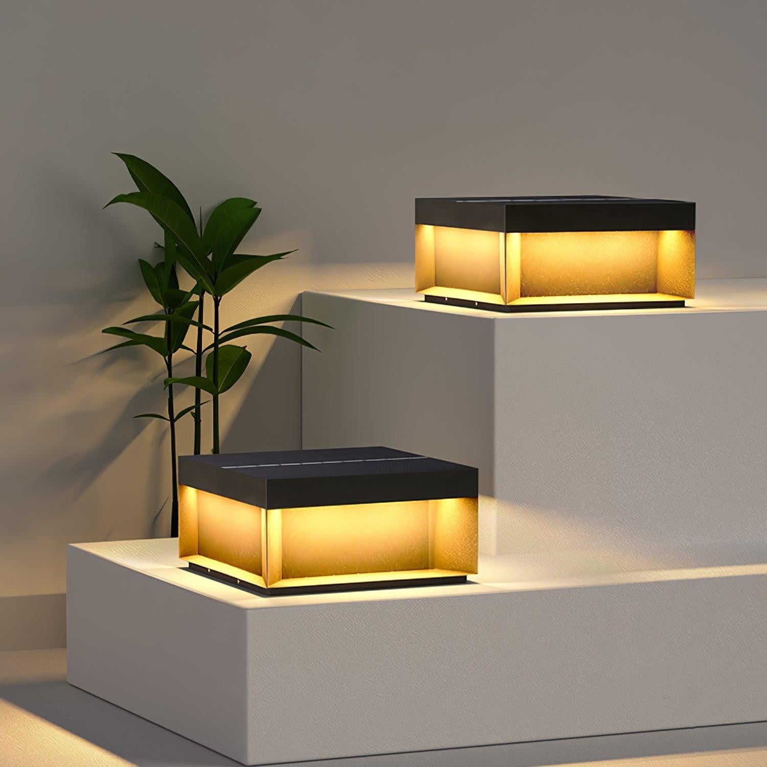 Geometric Black Outdoor Post Lantern