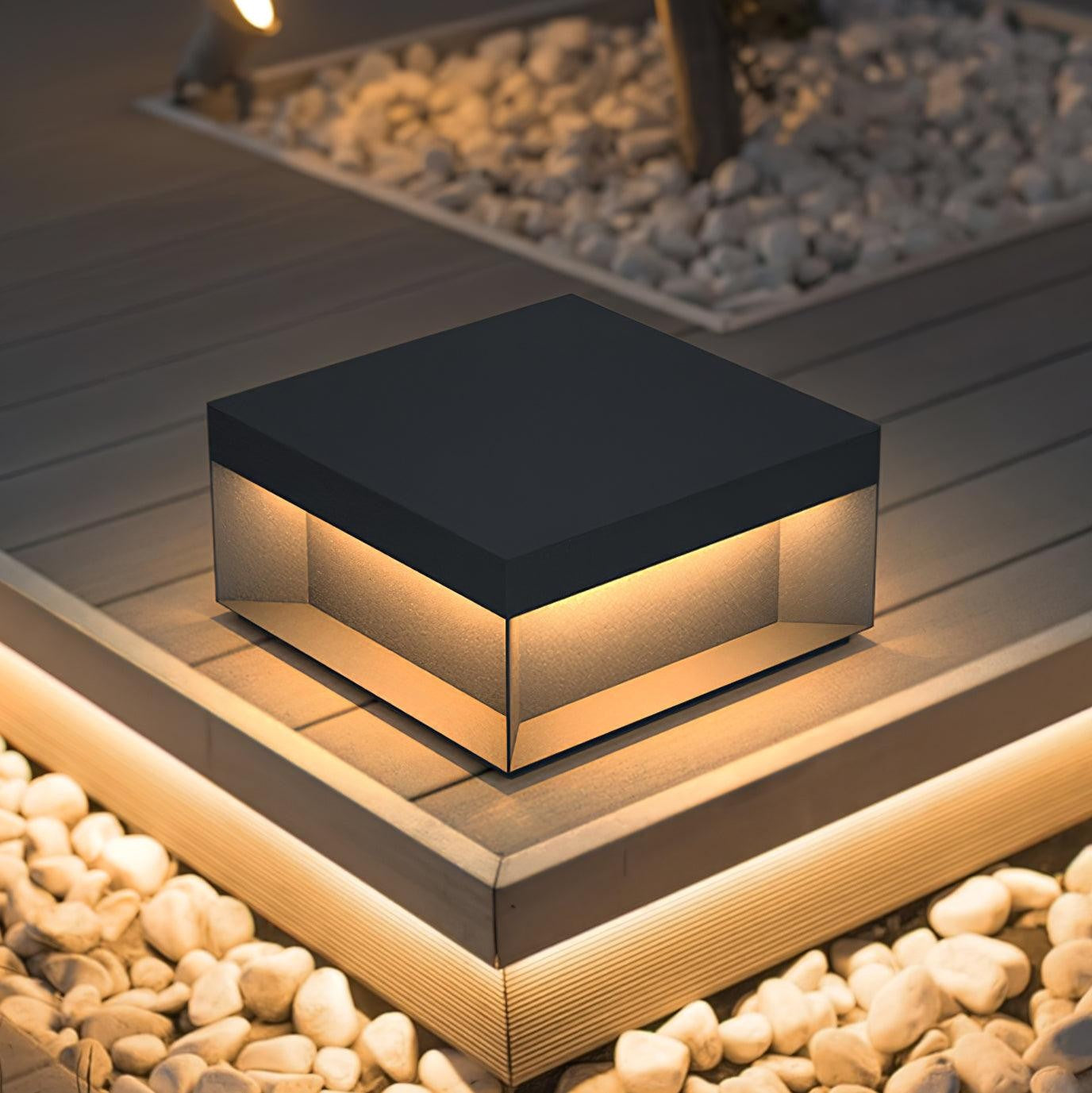 Geometric Black Outdoor Post Lantern