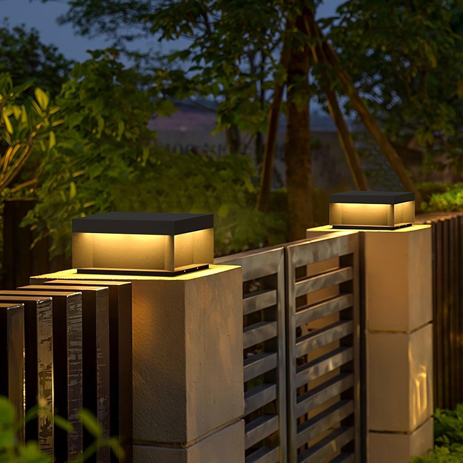 Geometric Black Outdoor Post Lantern