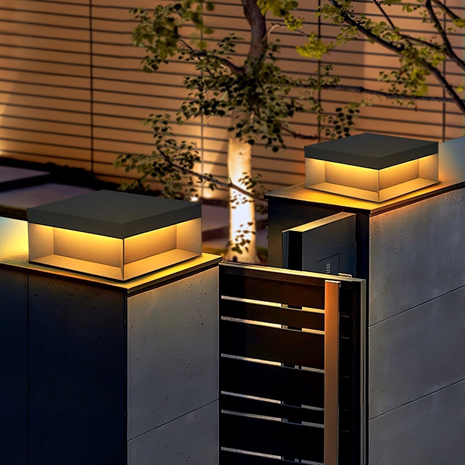 Geometric Black Outdoor Post Lantern
