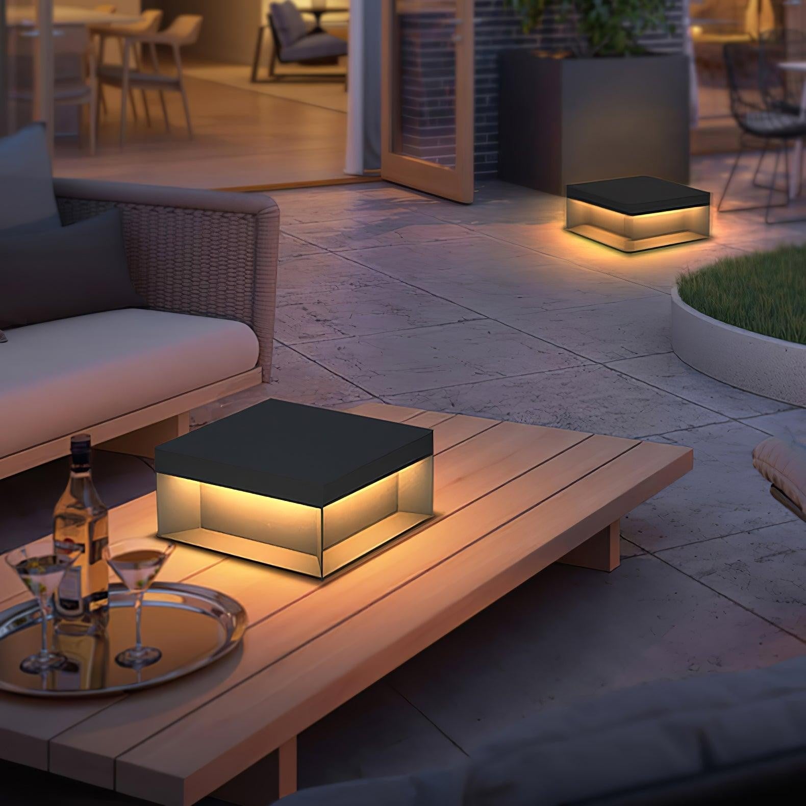 Geometric Black Outdoor Post Lantern