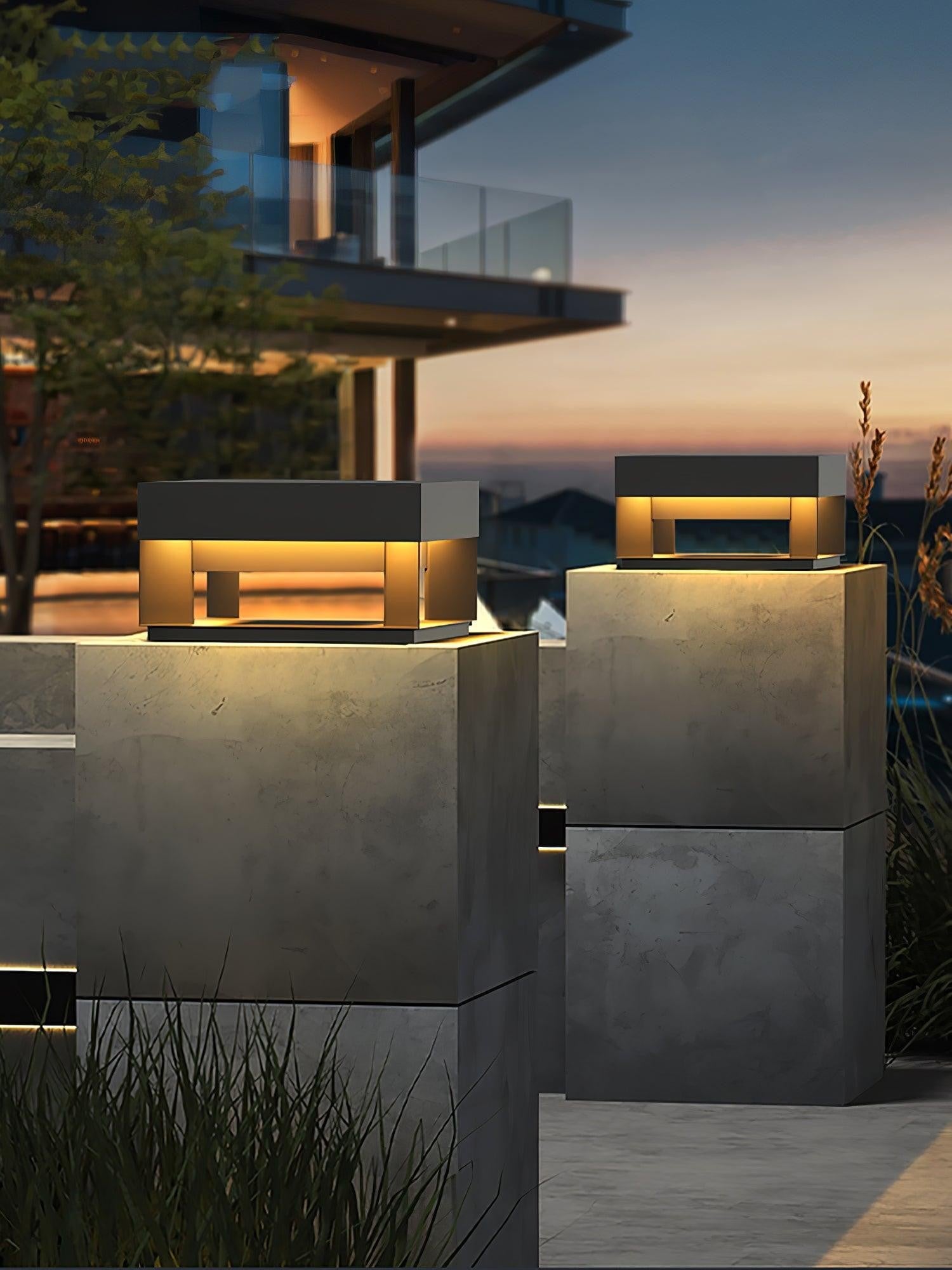 Geometric Black Outdoor Post Lantern