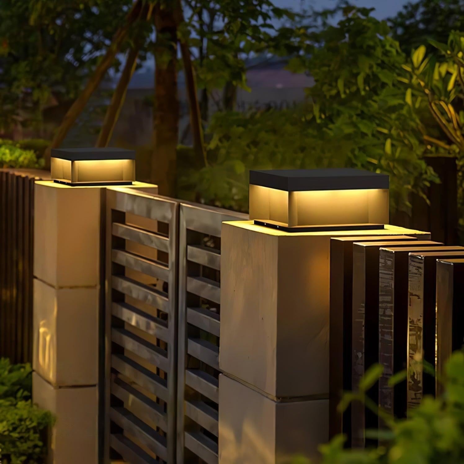 Geometric Black Outdoor Post Lantern