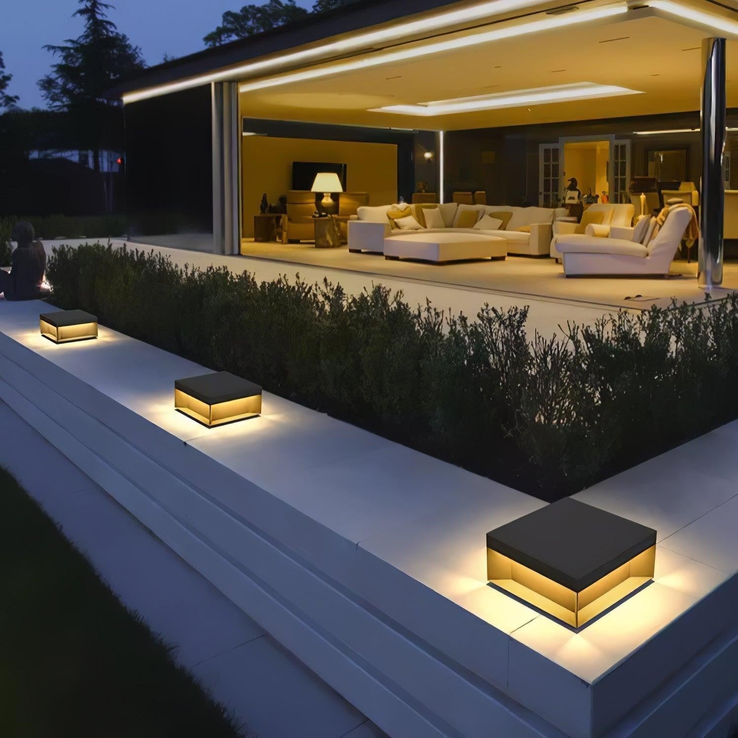 Geometric Black Outdoor Post Lantern