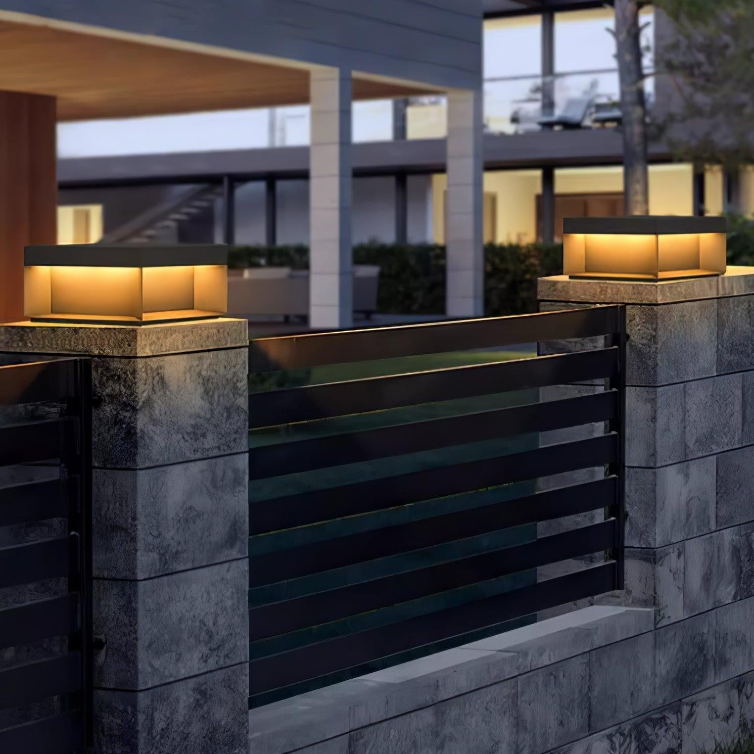 Geometric Black Outdoor Post Lantern