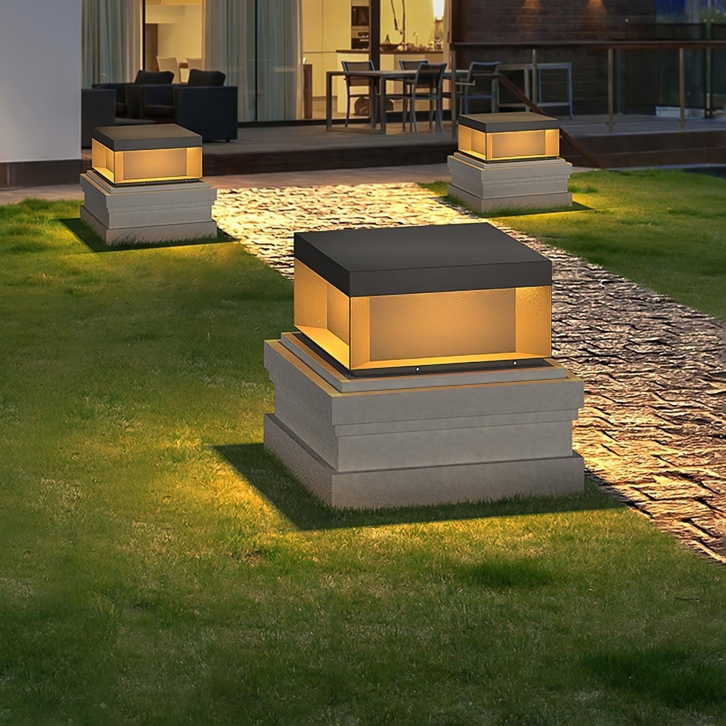 Geometric Black Outdoor Post Lantern