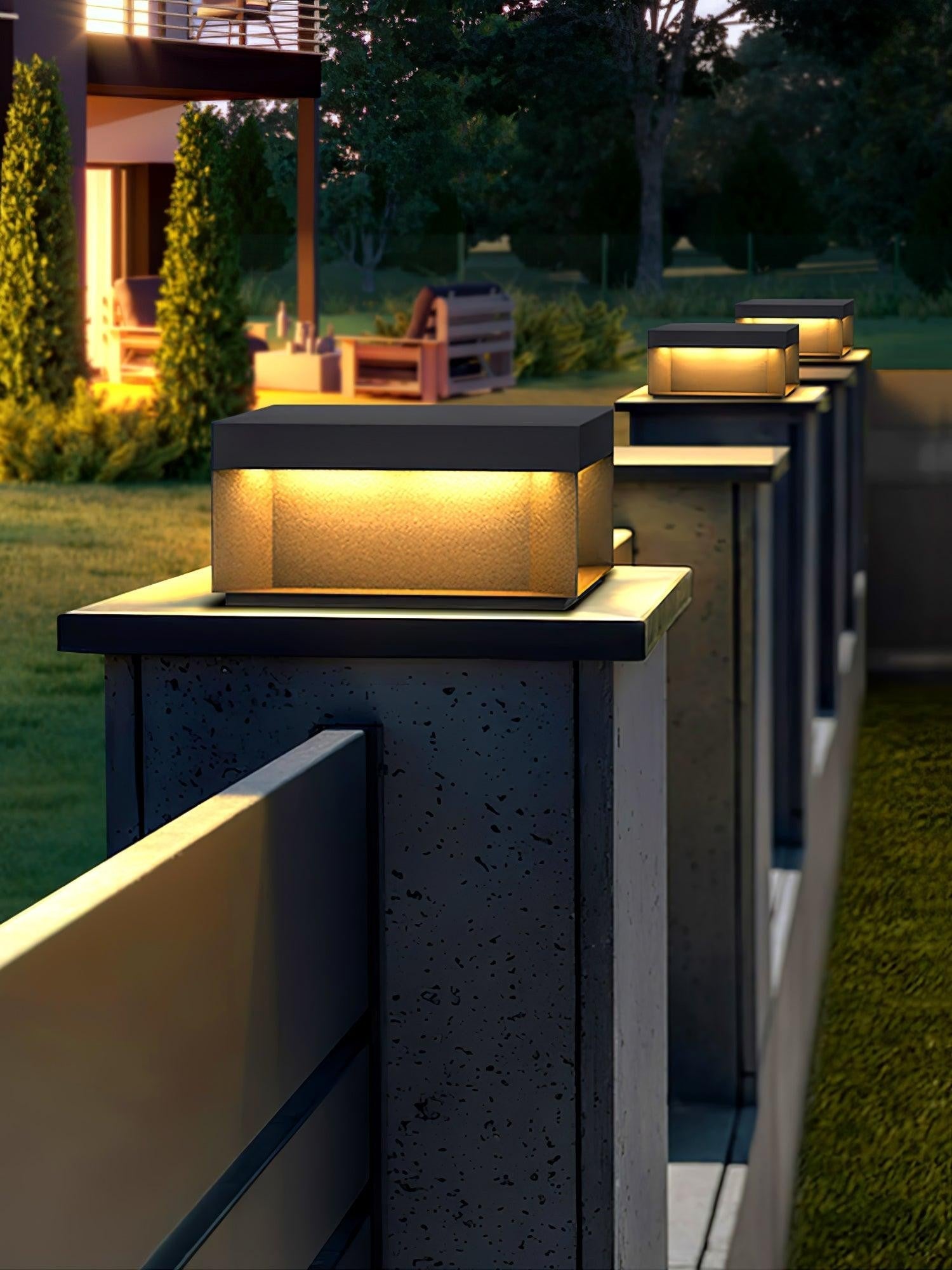 Geometric Black Outdoor Post Lantern