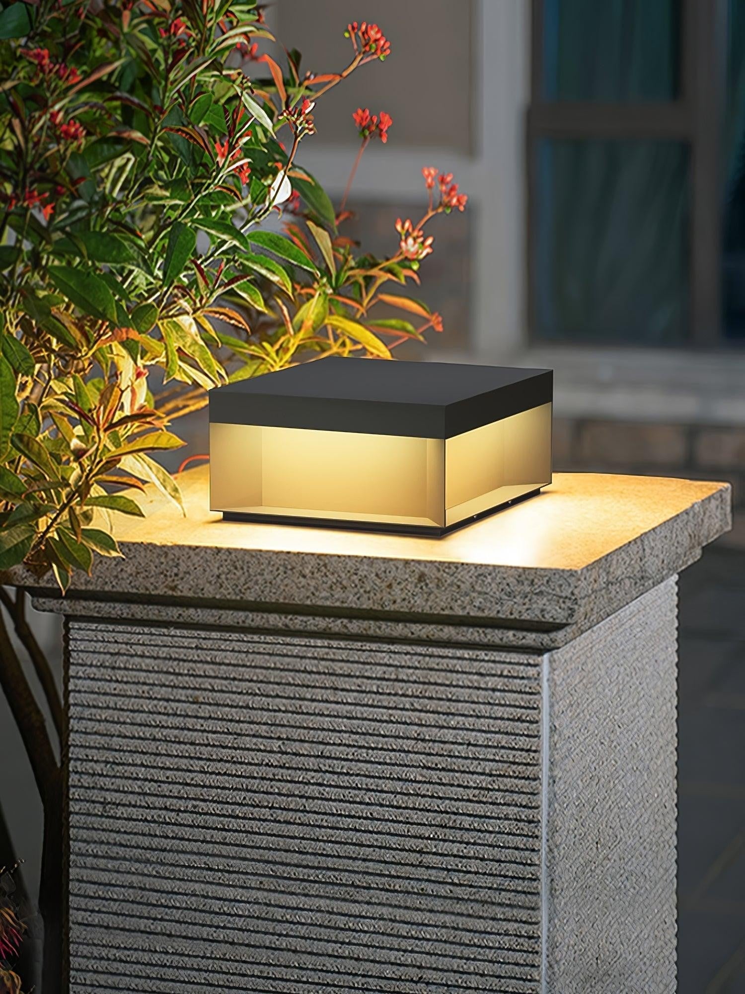 Geometric Black Outdoor Post Lantern