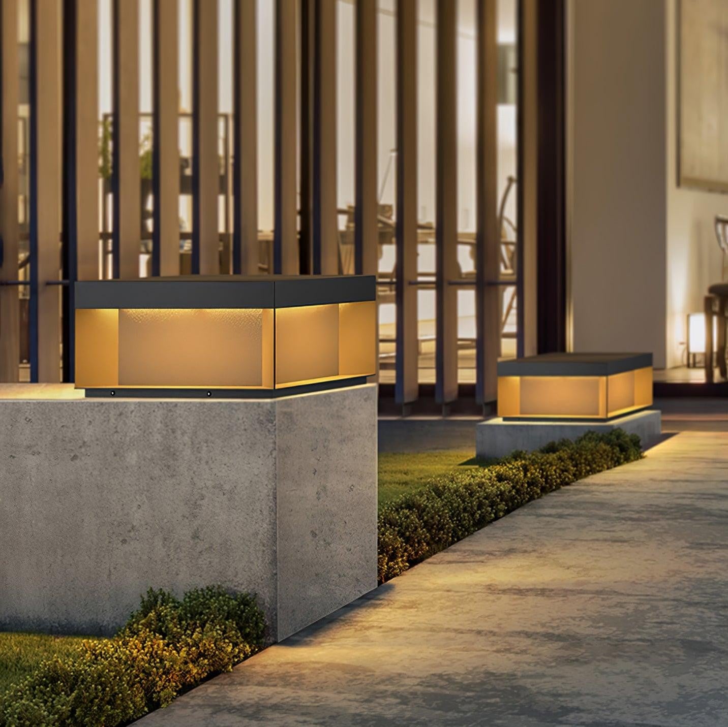 Geometric Black Outdoor Post Lantern