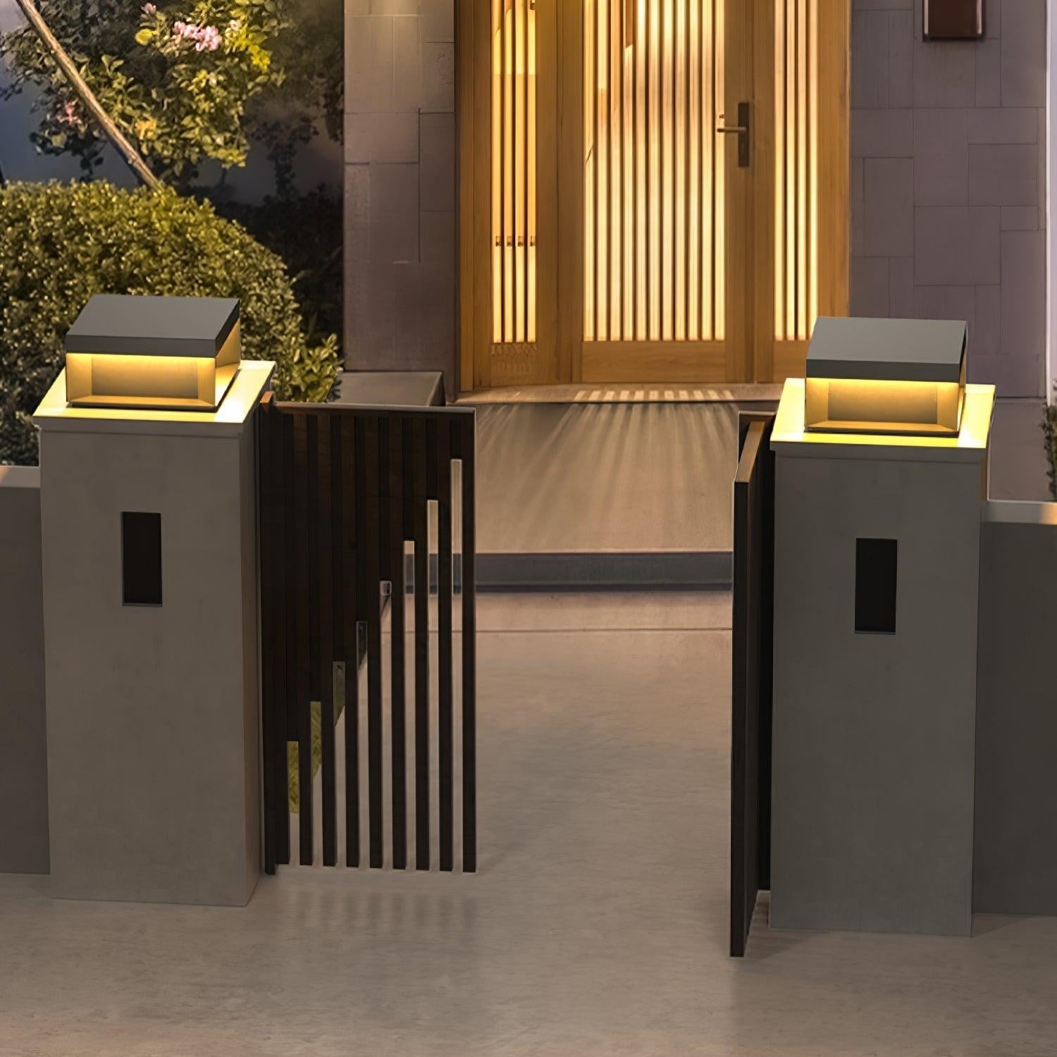 Geometric Black Outdoor Post Lantern
