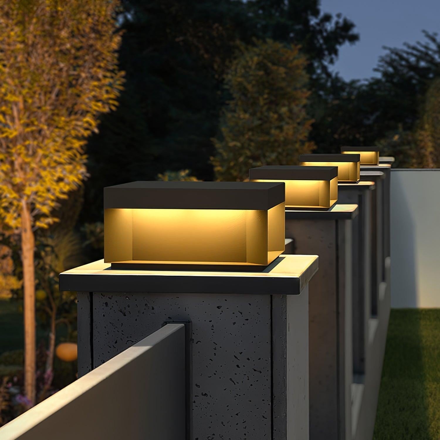 Geometric Black Outdoor Post Lantern