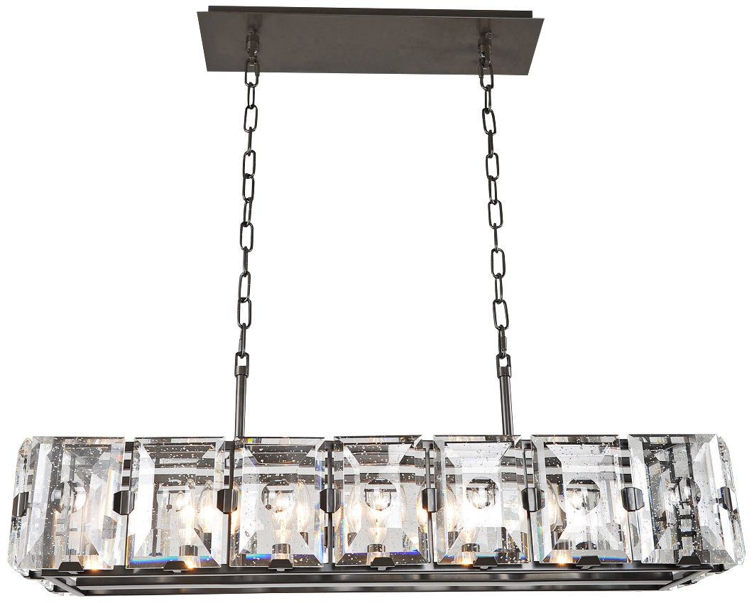 Giada 37" Wide Bronze Crystal Kitchen Linear Pendant detail view 2
