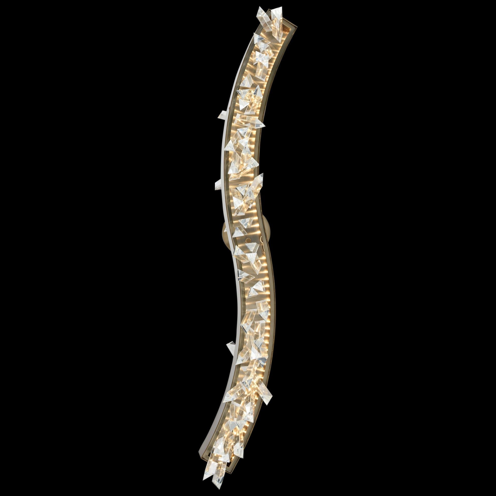 Glacier 42"W Gold LED Crystal Kitchen Linear Pendant