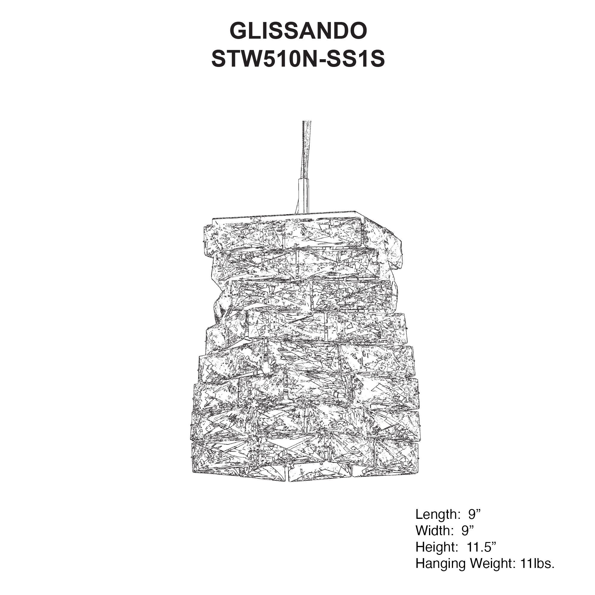 Glissando 11.5"H X 1-Light Crystal Pendant