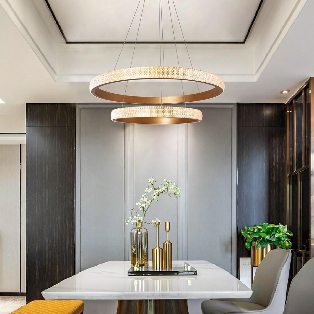 Circle Dining Room Chandelier Aluminum Acrylic Kitchen