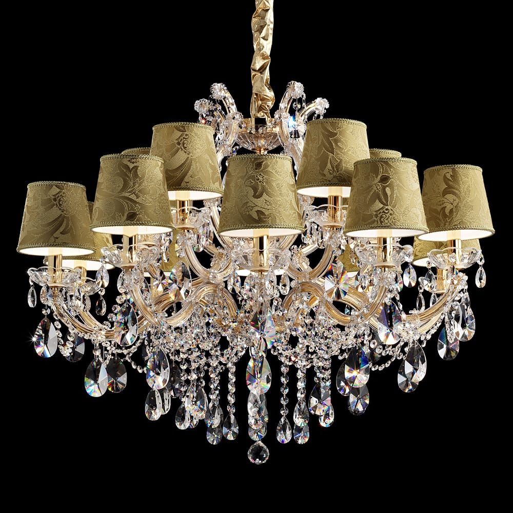 Golden Damask Crystal Chandelier