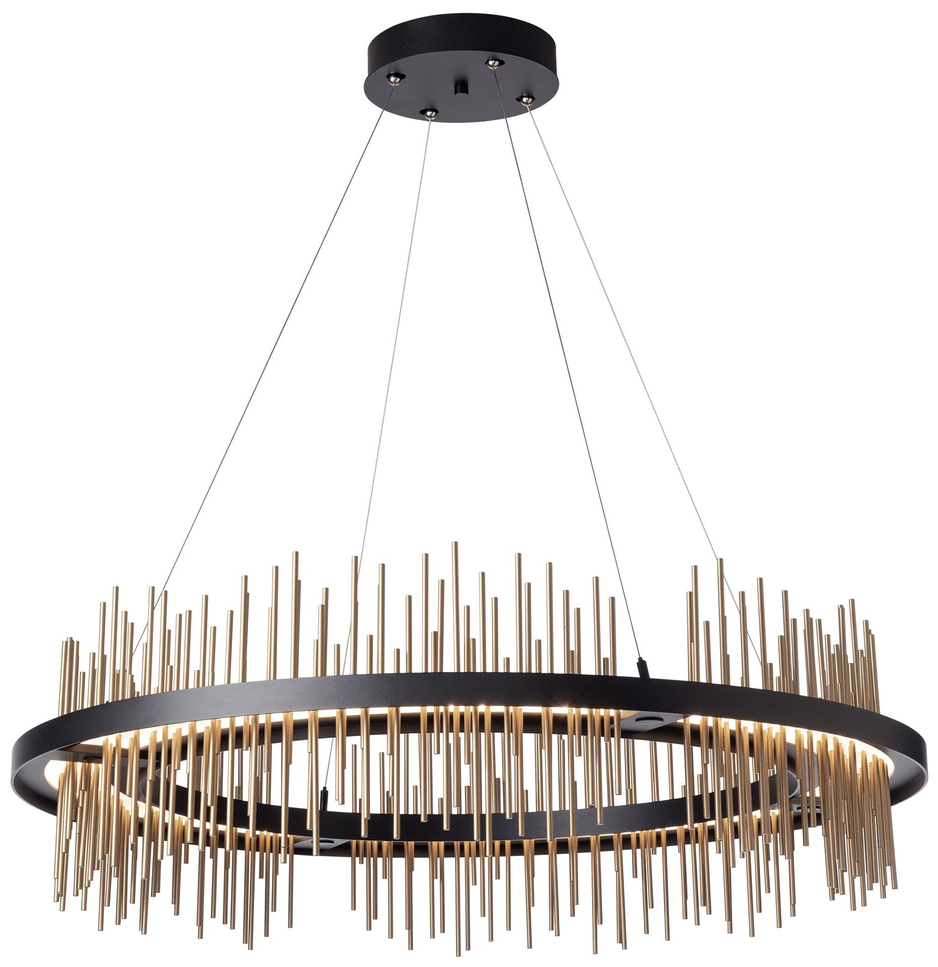 Gossamer Circular LED Black Gold Chandelier