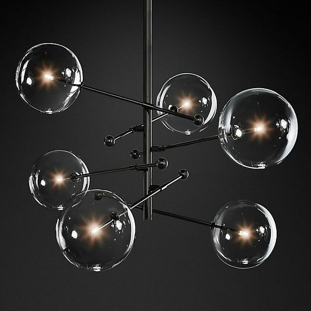 Geometrical Globe Chandelier Lamp Metal Glass Kitchen