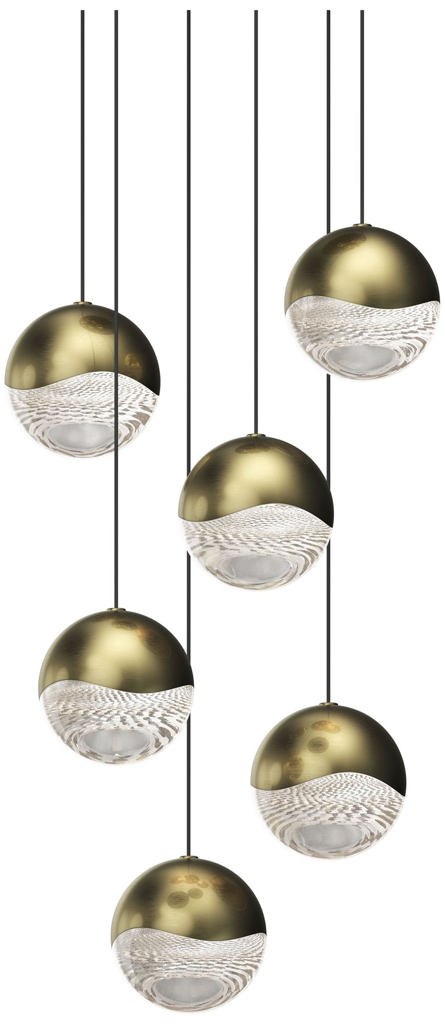 Grapes 11.75" Wide Round 6-Light Brass LED Chandelier
