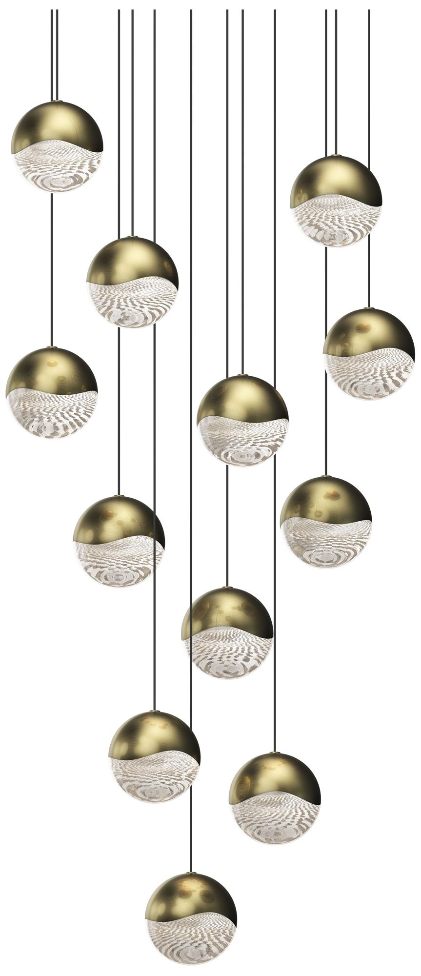 Grapes 17" Wide Round 12-Light Brass LED Chandelier