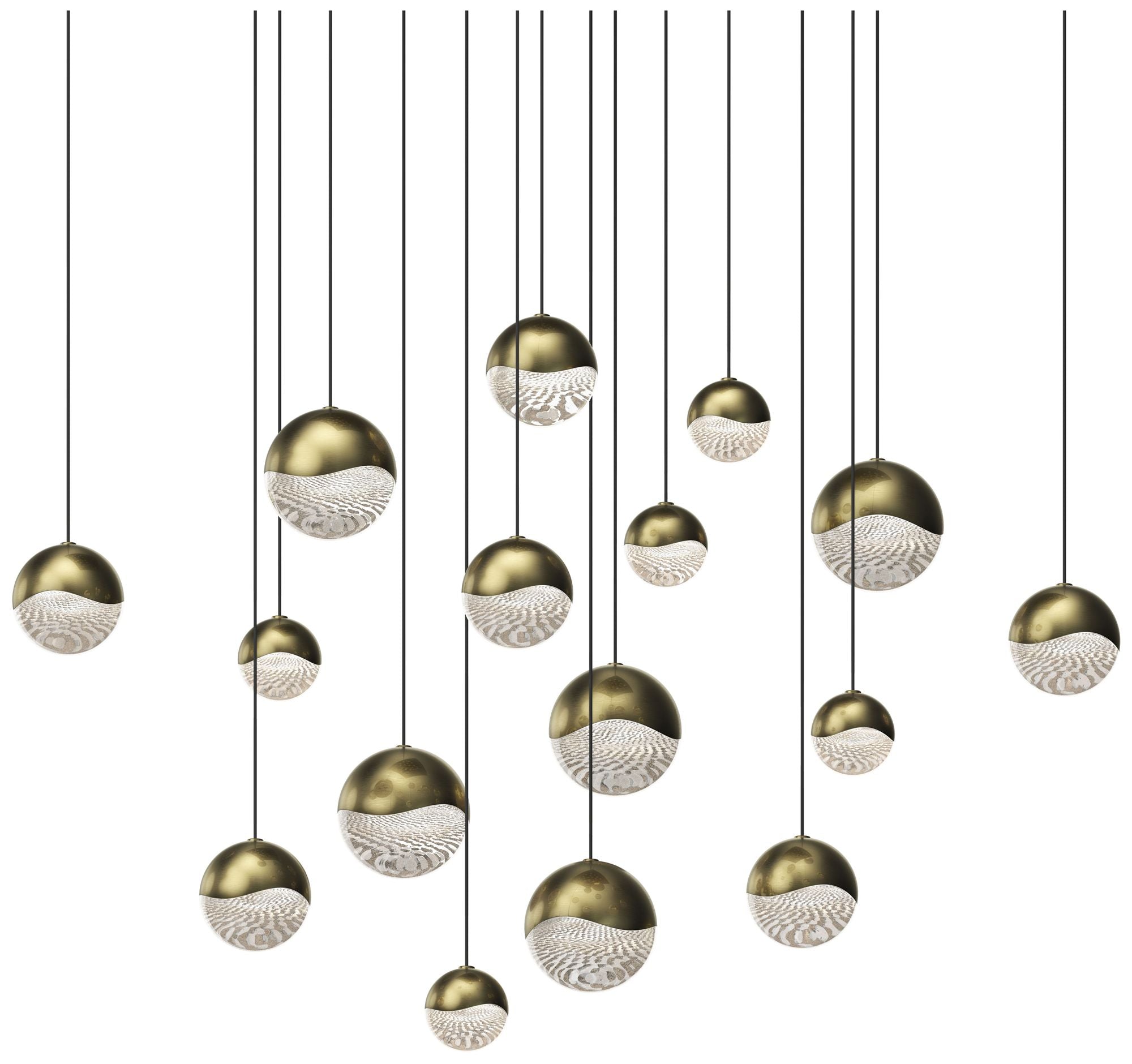 Grapes 23.75" Wide Square 16-Light Brass Chandelier