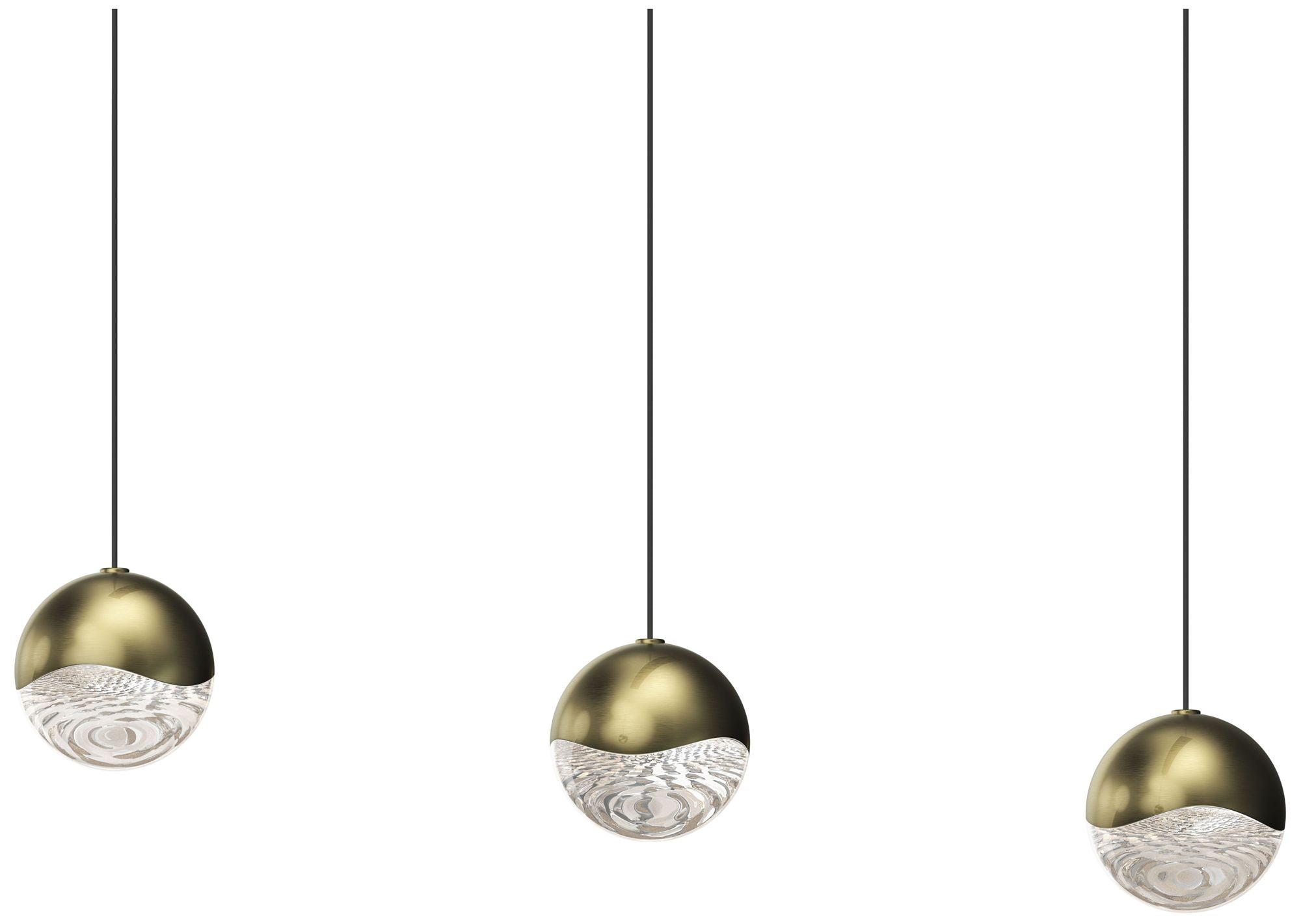 Grapes 37.25" Wide Rectangle 3-Light Brass Chandelier