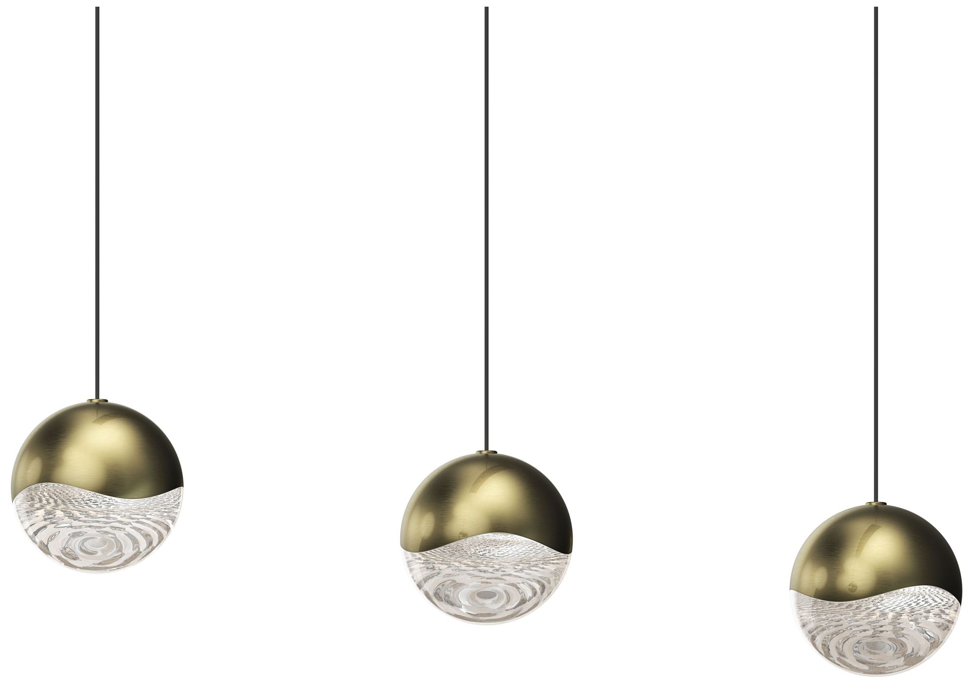 Grapes 37.75" Wide Rectangle 3-Light Brass Chandelier