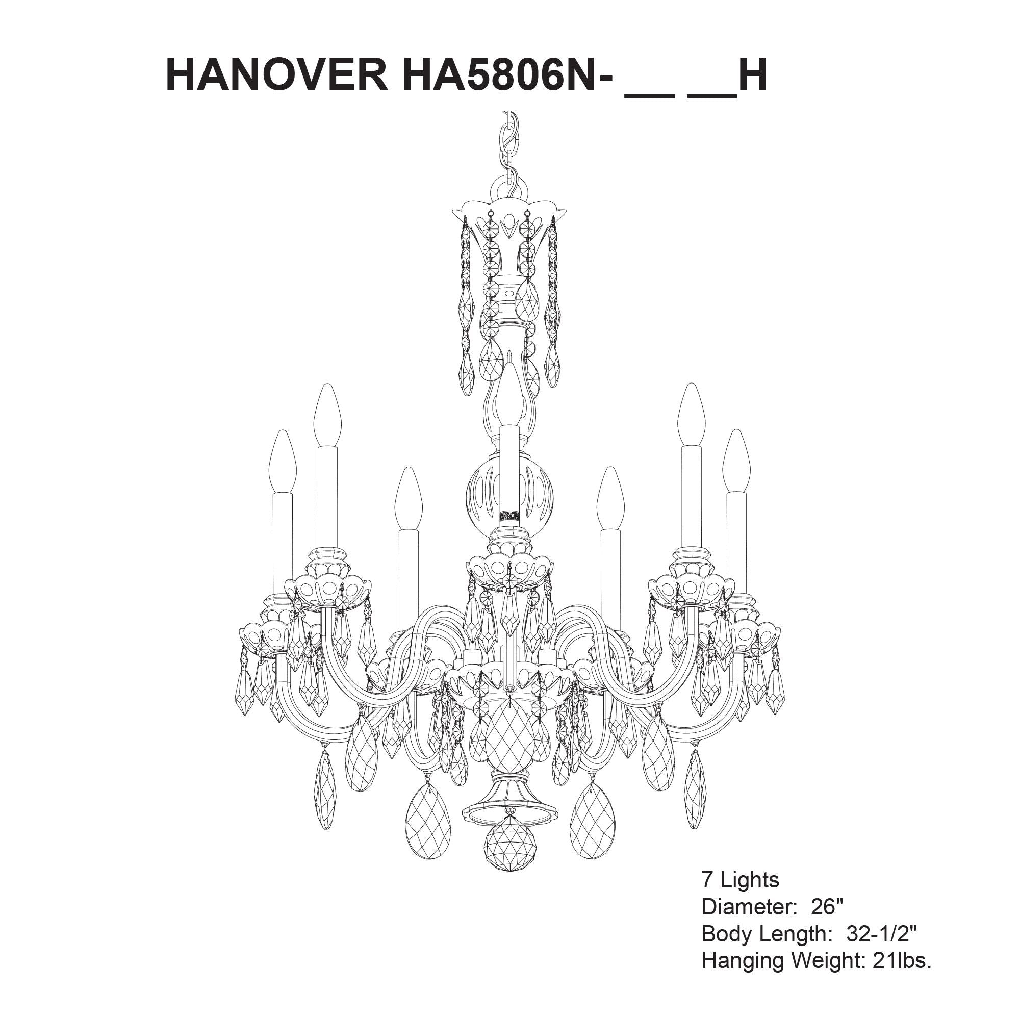 Hamilton Nouveau 32.5"H X 6-Light Chandelier