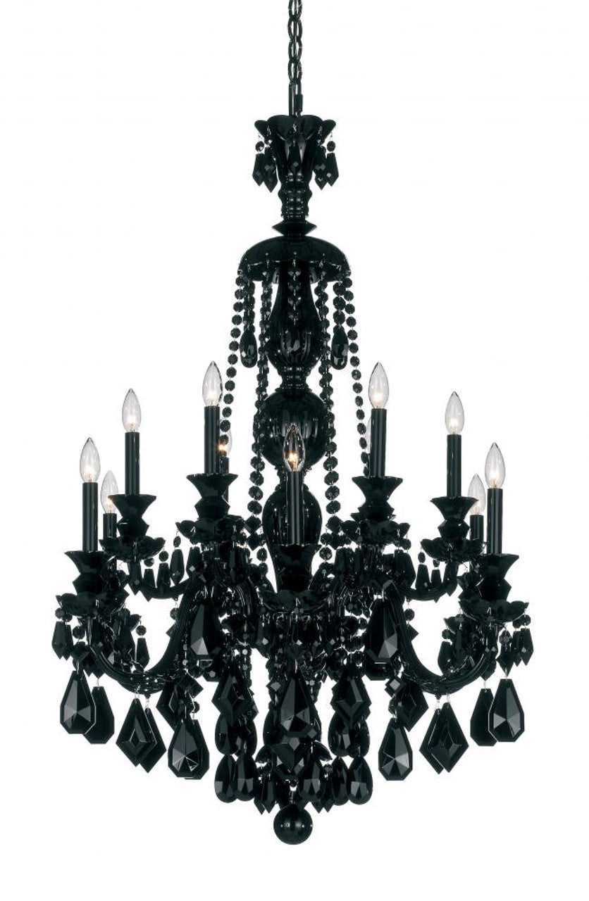 Renaissance Chandelier, 13-Light, Black, Clear Heritage Crystal, 33"W (3790-51 Y9TVN)