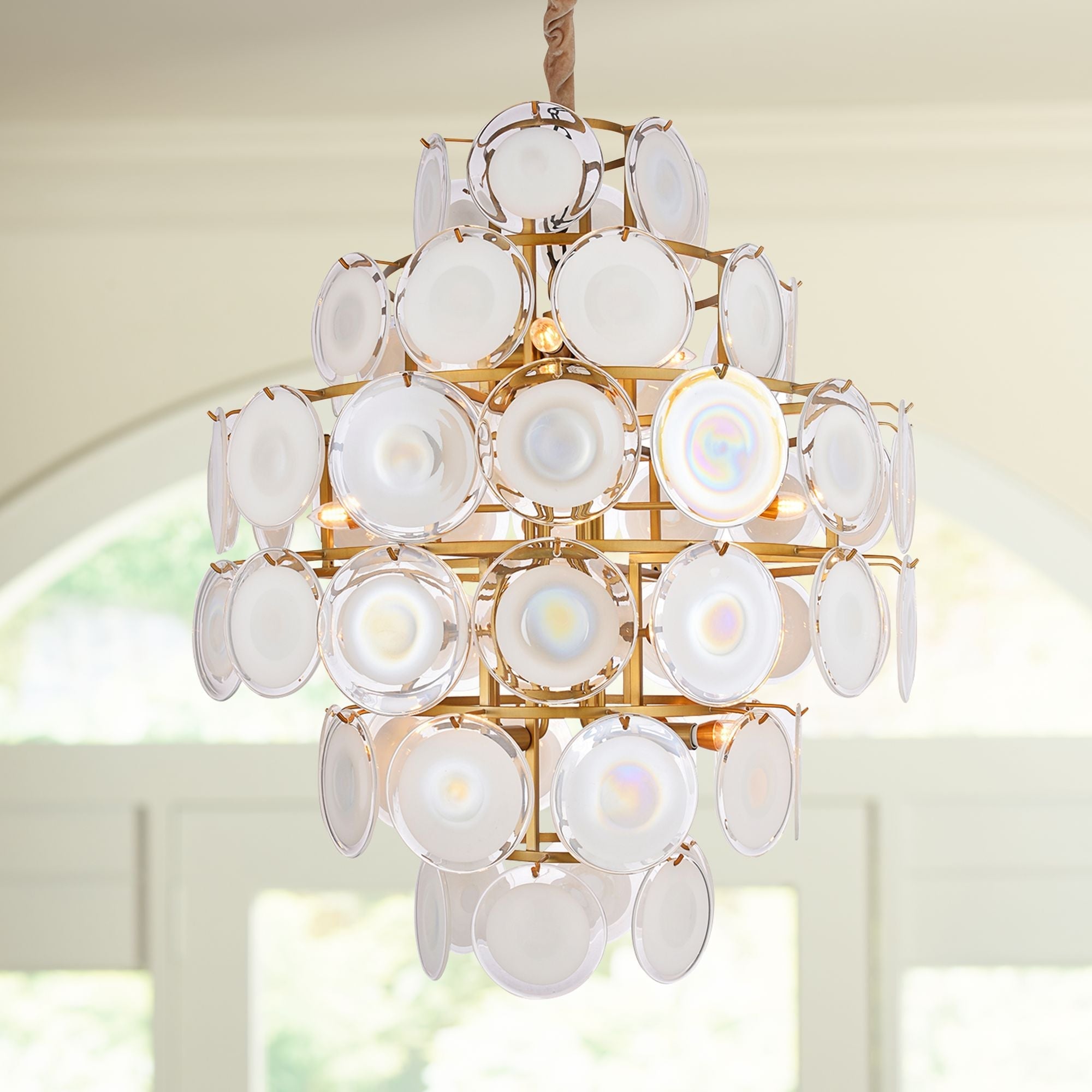 Harp & Finial Isla 35"W 16-Light Gold Chan Chandelier