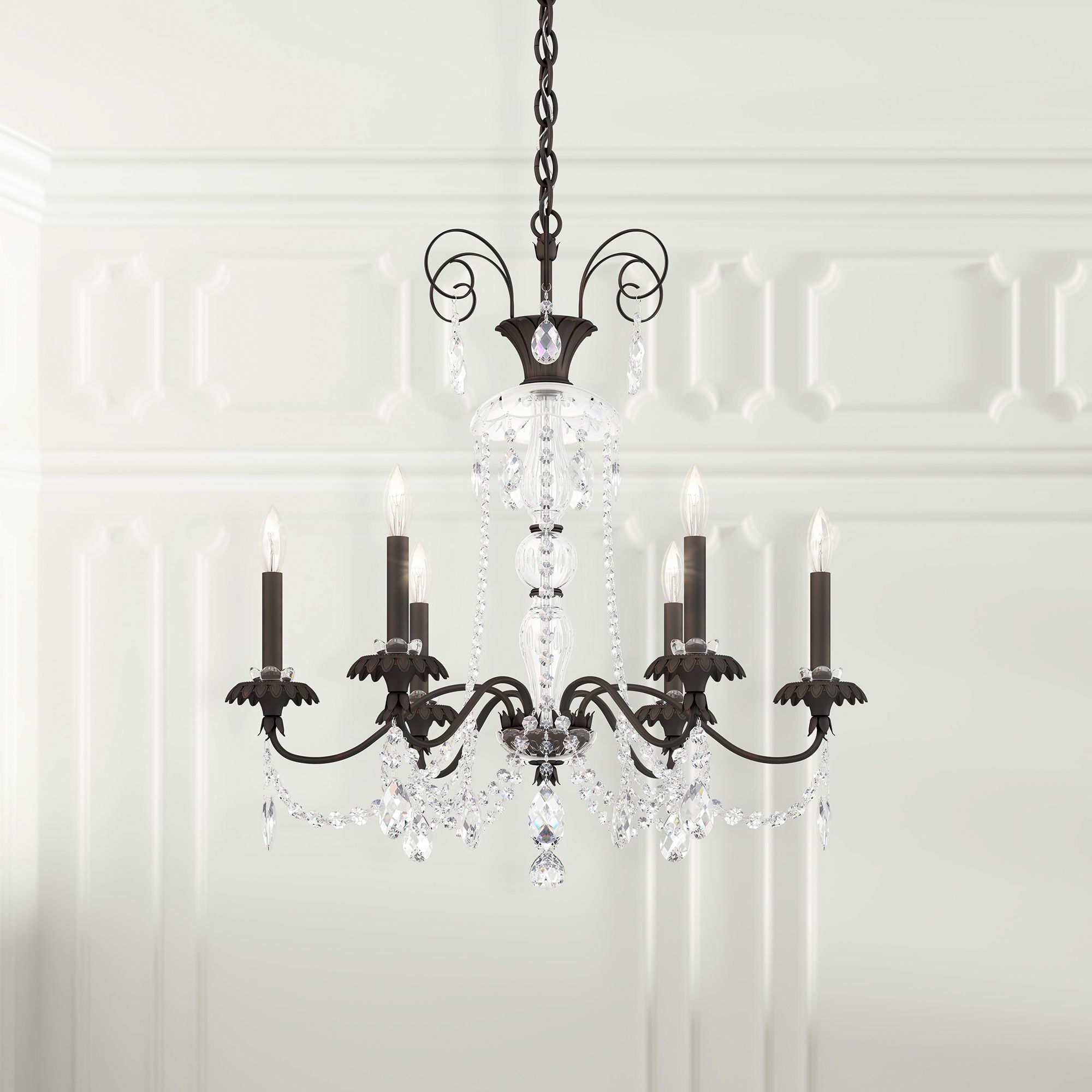 Helenia 30"H X 6-Light Crystal Chandelier in Black