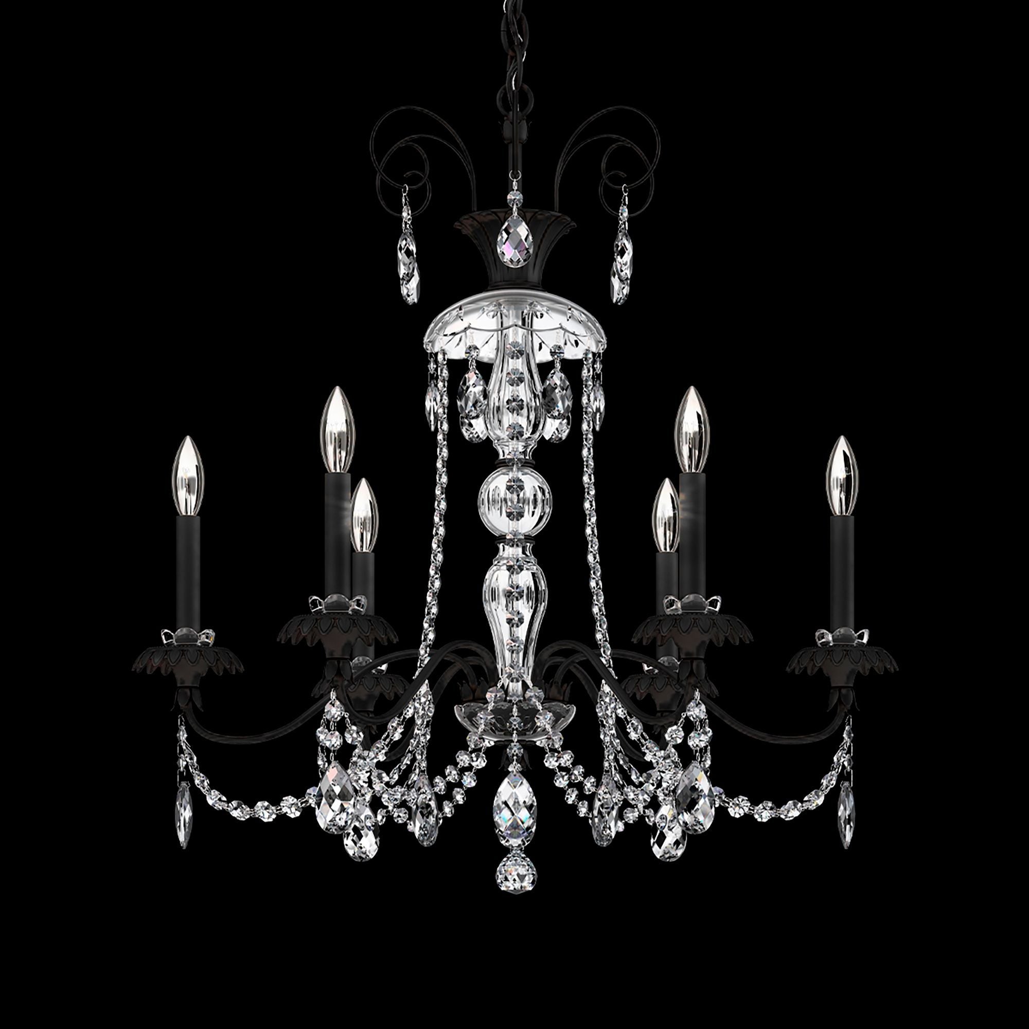 Helenia 30"H X 6-Light Crystal Chandelier in Black