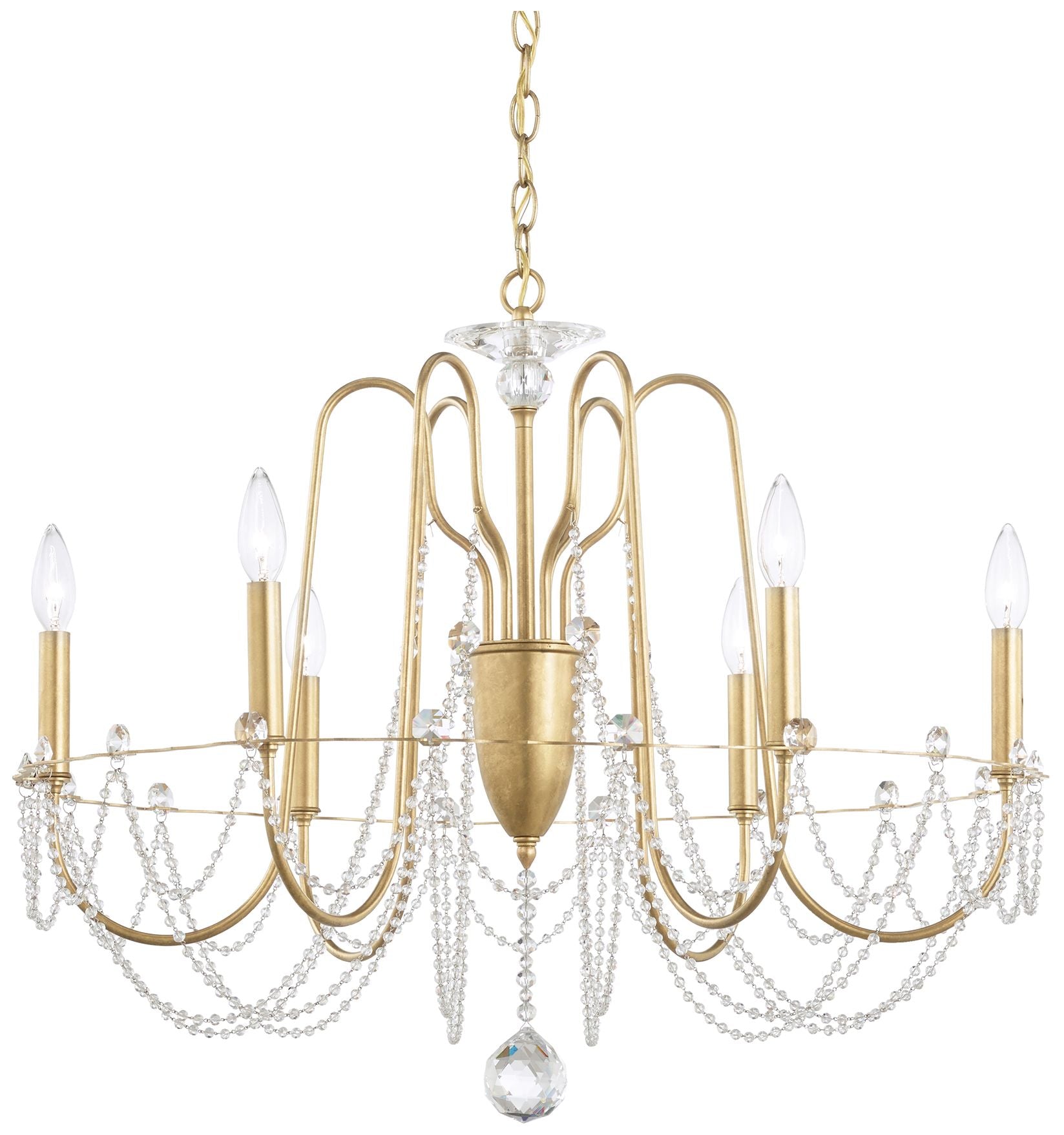Helenia 30"H X 6-Light Crystal Chandelier in Gold