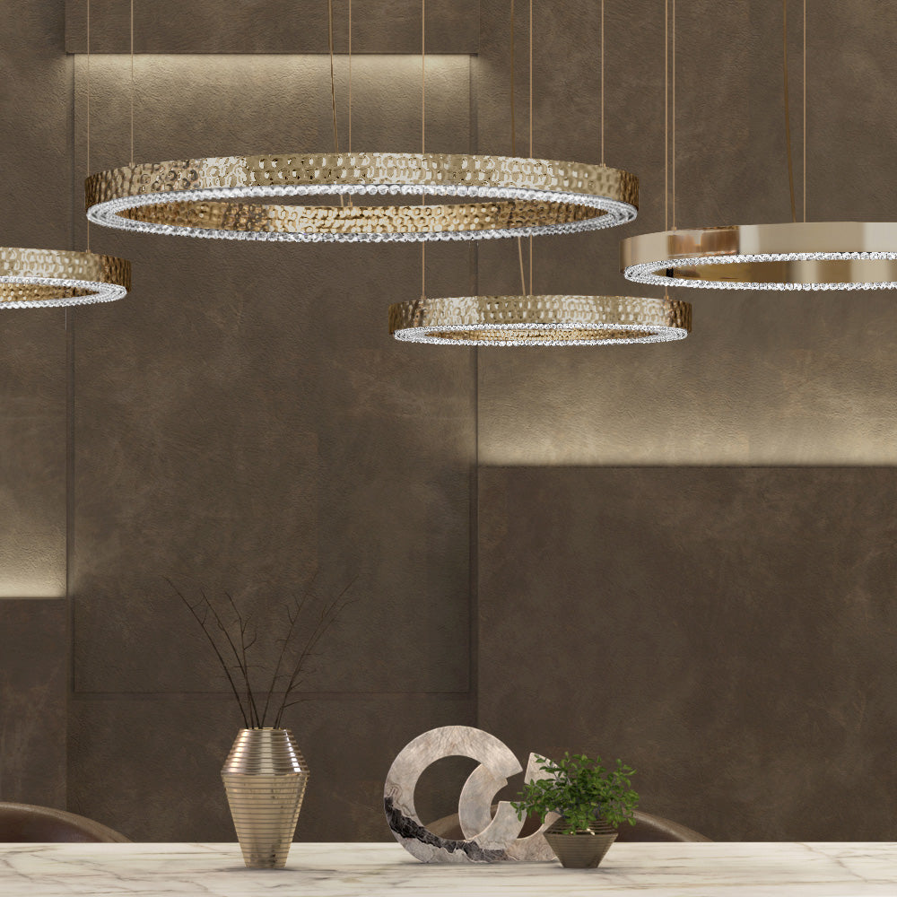 High End Designer Hoop Chandelier with Crystals